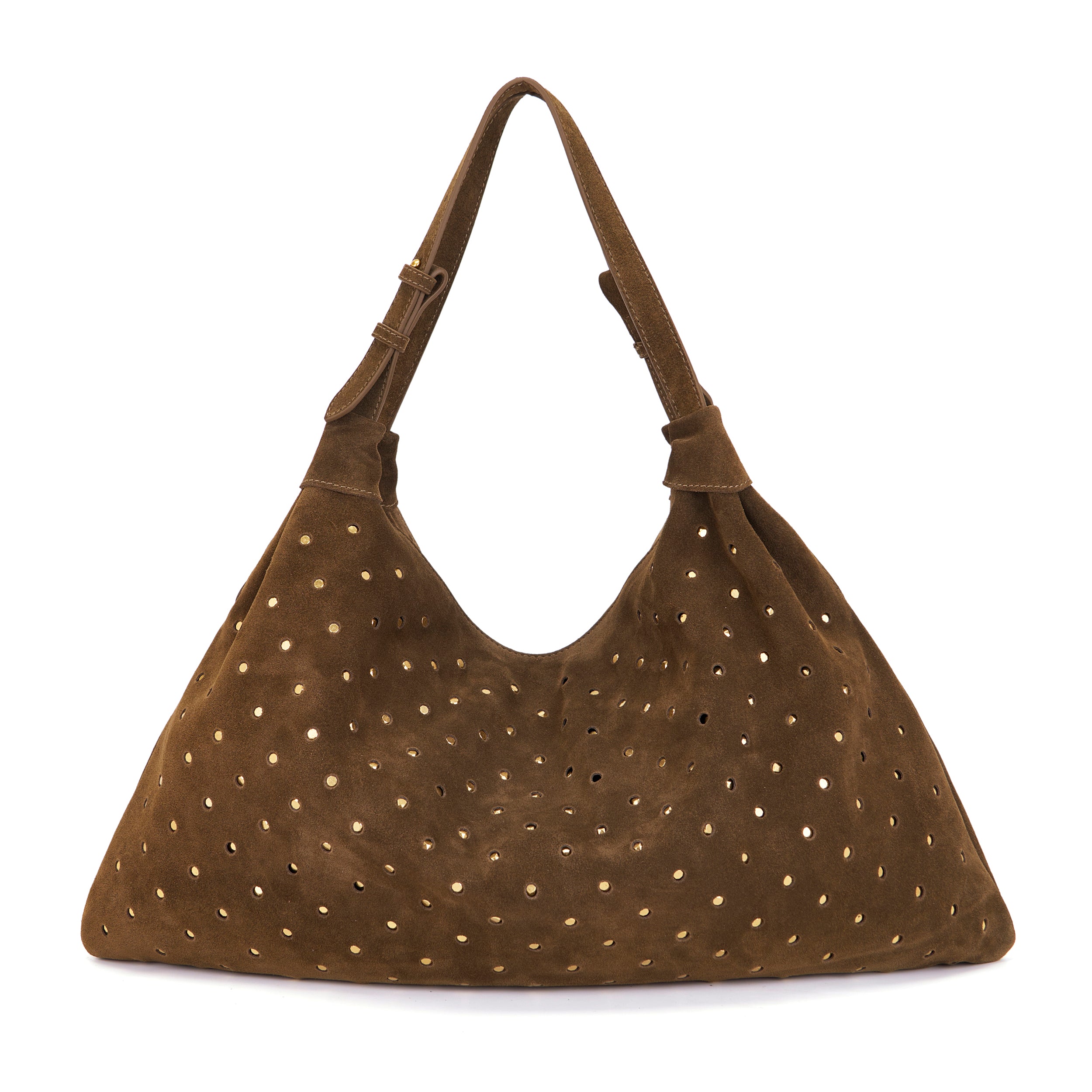 La Carrie Metropolis sac shopping vert suède clouté