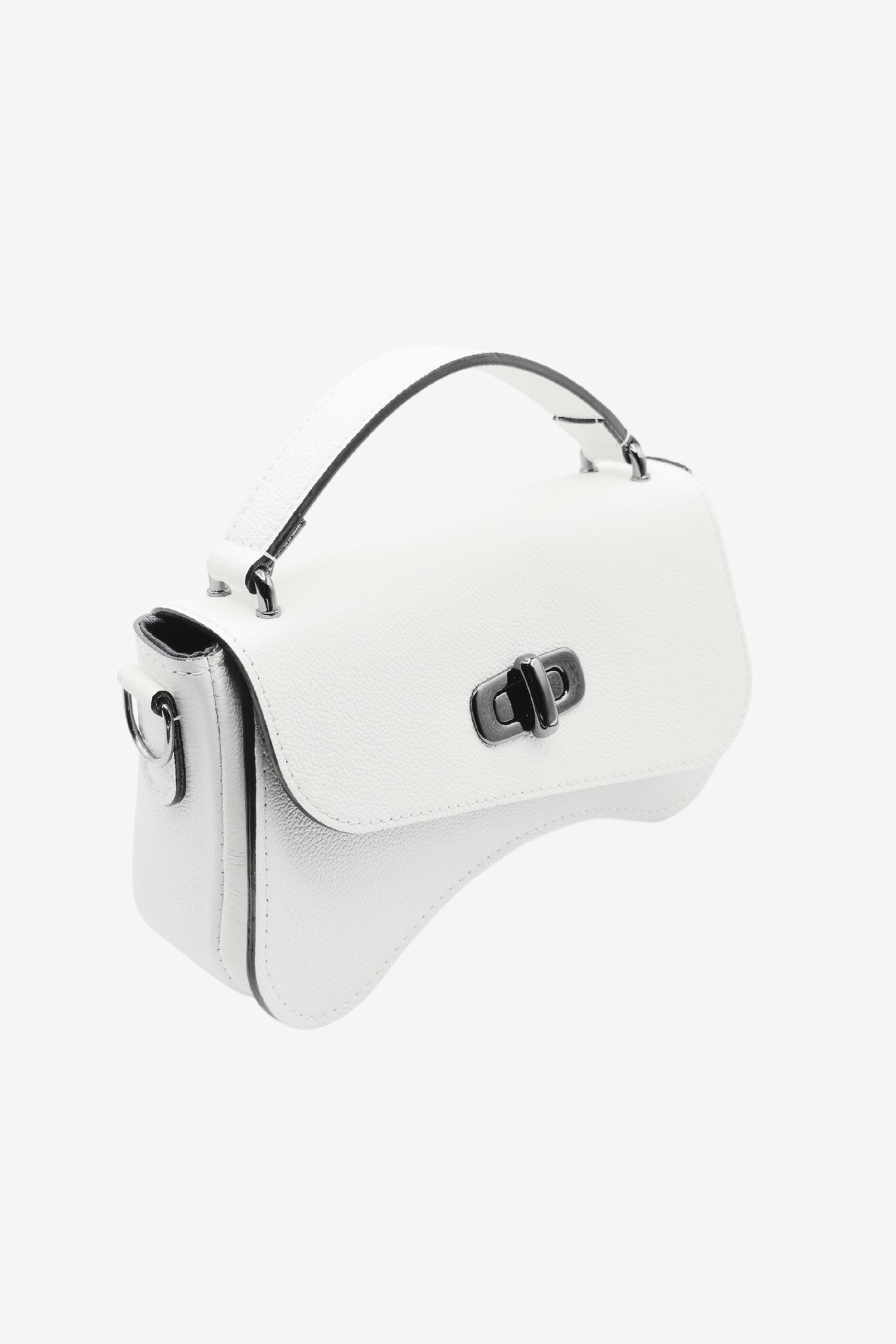Nodie's L'Iconique Blanc Grainé Sac Baguette Cuir