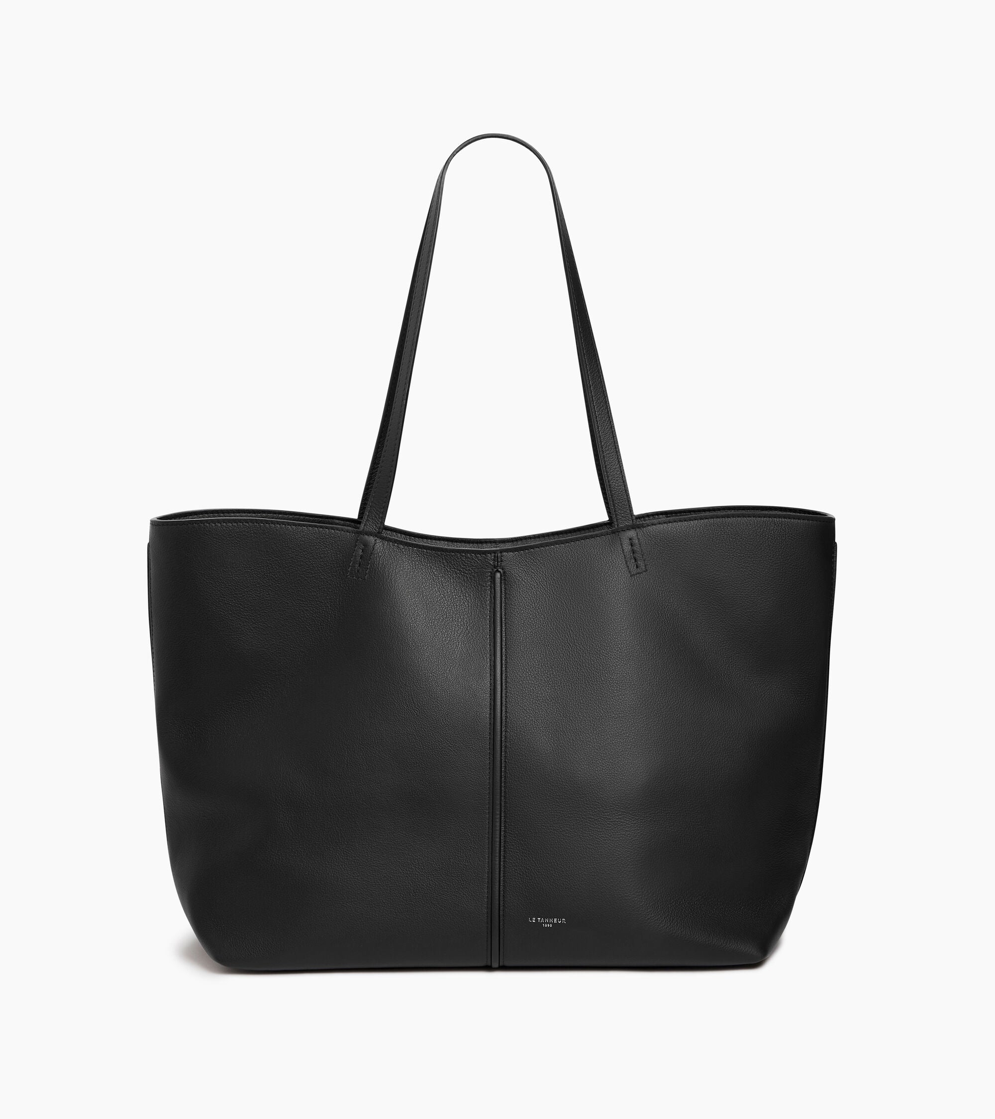 Le Tanneur Hortense sac cabas cuir grainé grand modèle Black Greige