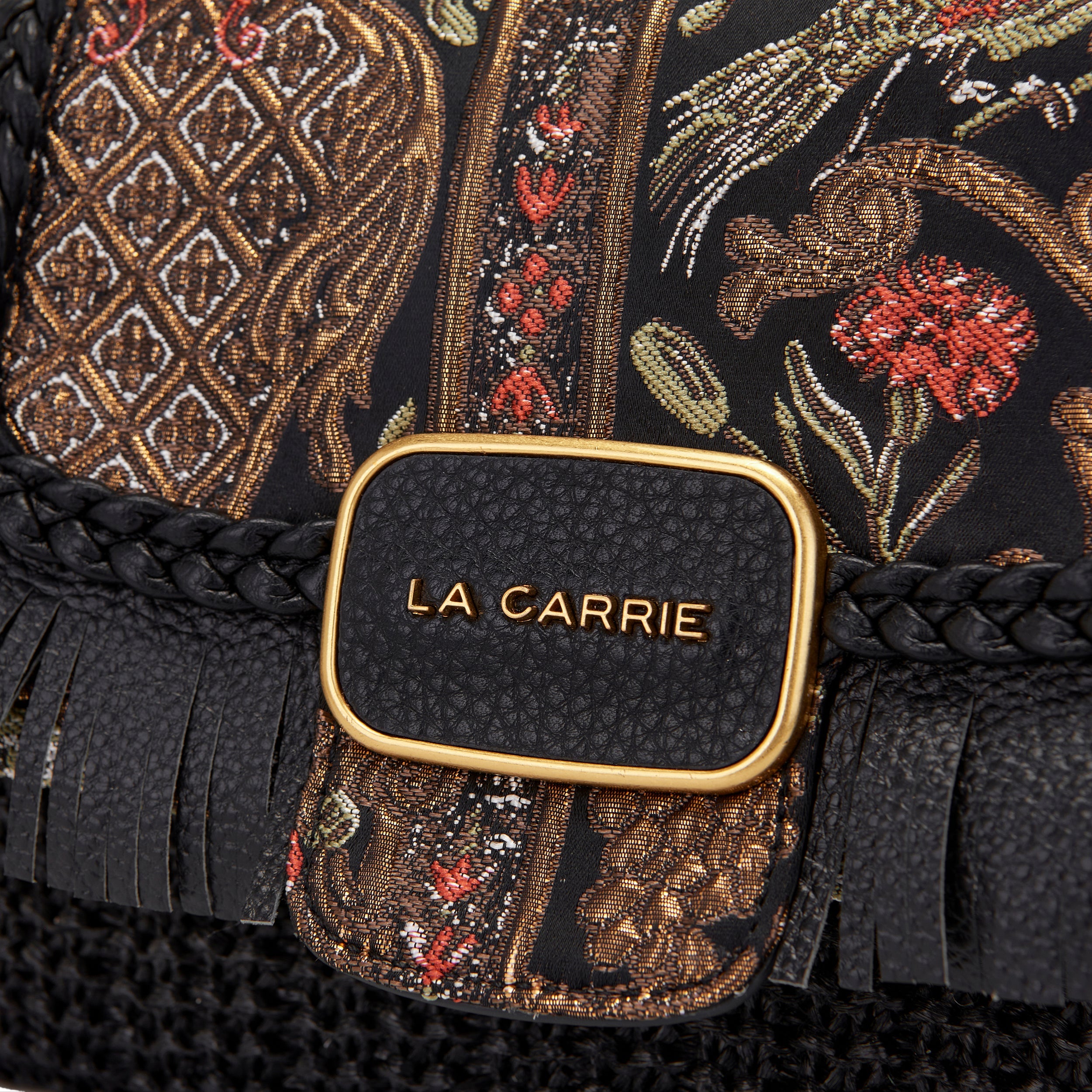 La Carrie Bag Arabesque sac bandouliere raphia noir 32x12x21