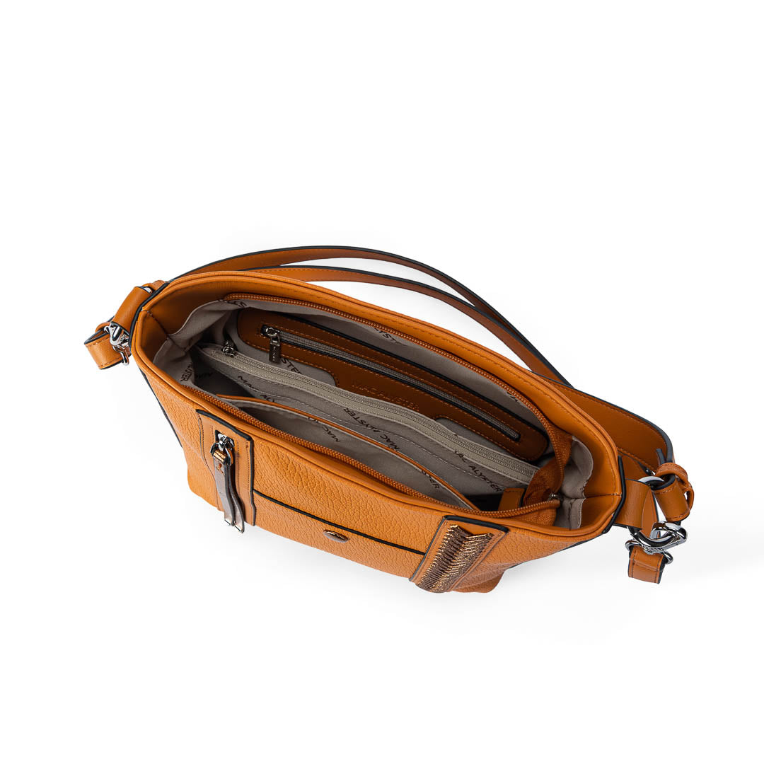 MAC ALYSTER CONTRASTE sac épaule cognac grainé 25,5 cm