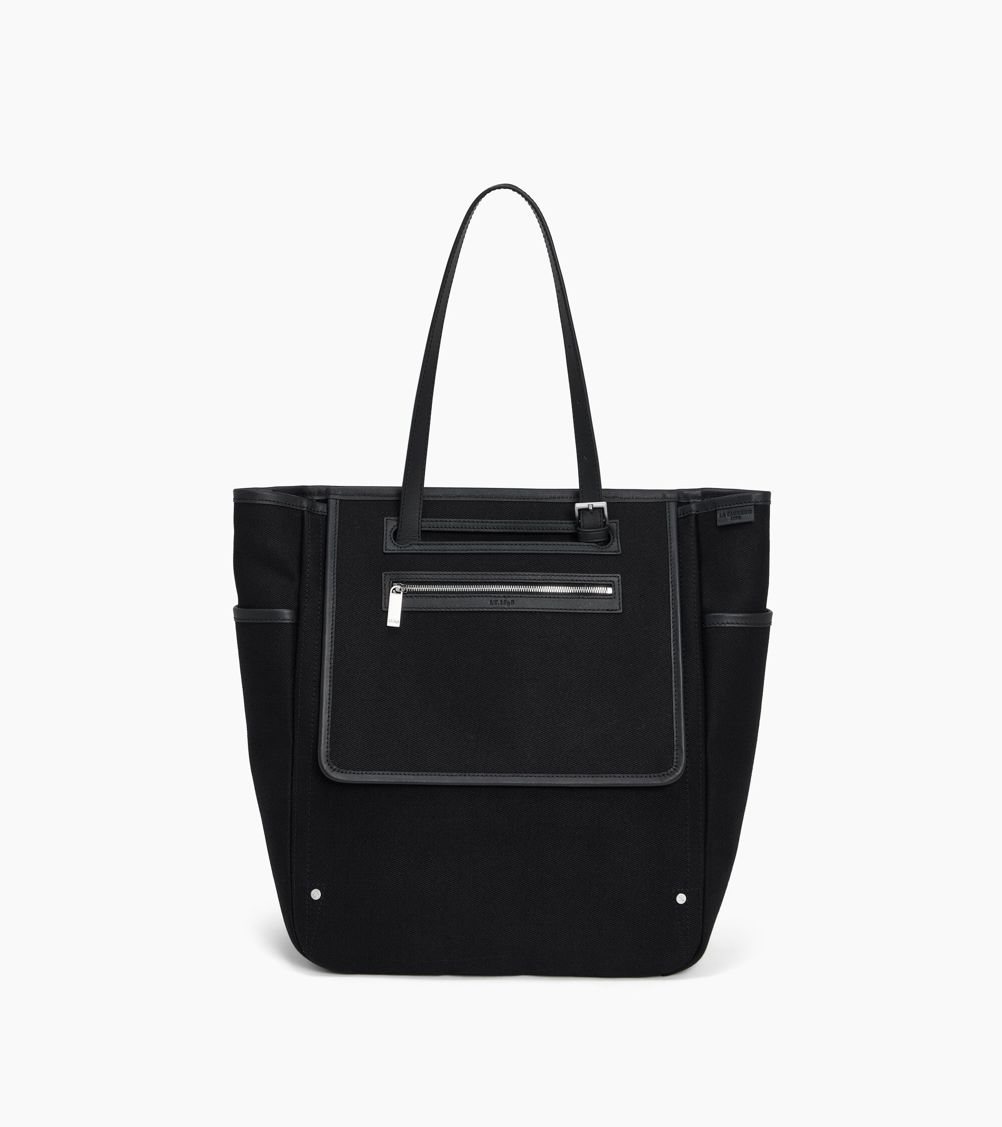 Le Tanneur Solveig sac cabas toile cuir Black moyen