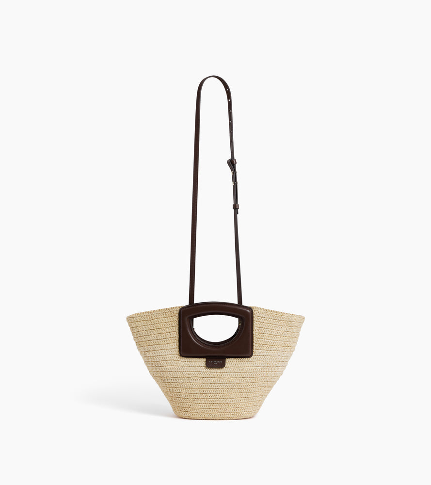 Le Tanneur Petit sac main raphia naturel cuir bandoulière