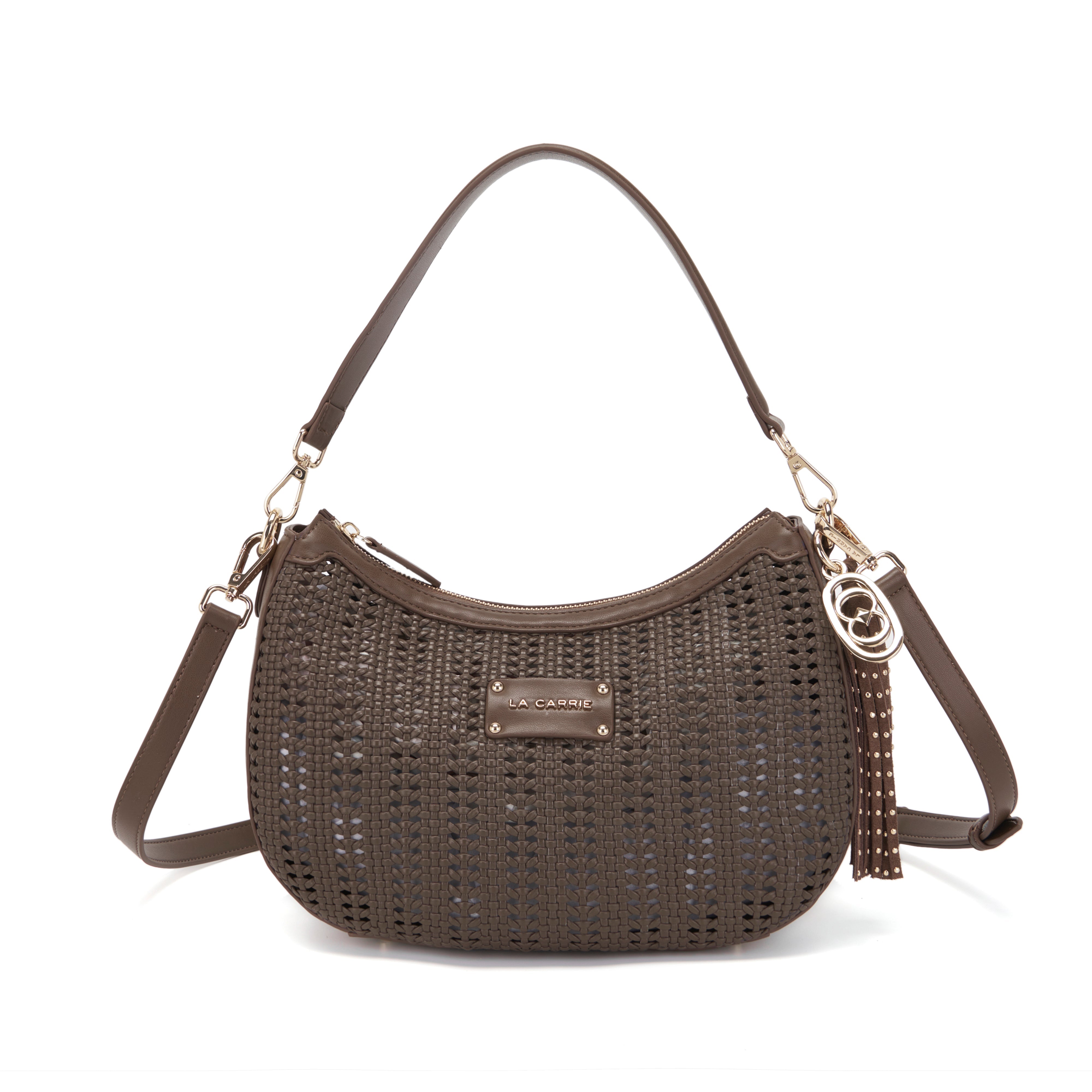 La Carrie Bag Woven sac épaule marron 32x12x21cm