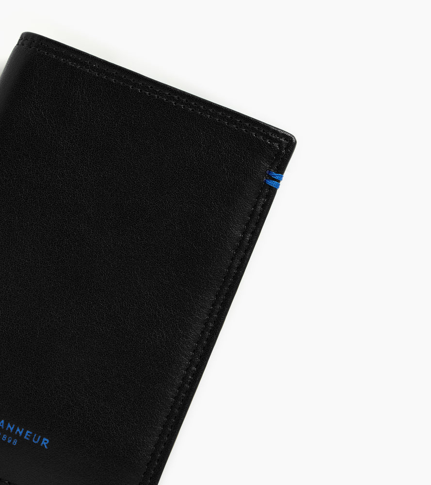 Le Tanneur Martin porte-cartes vertical cuir lisse noir RFID