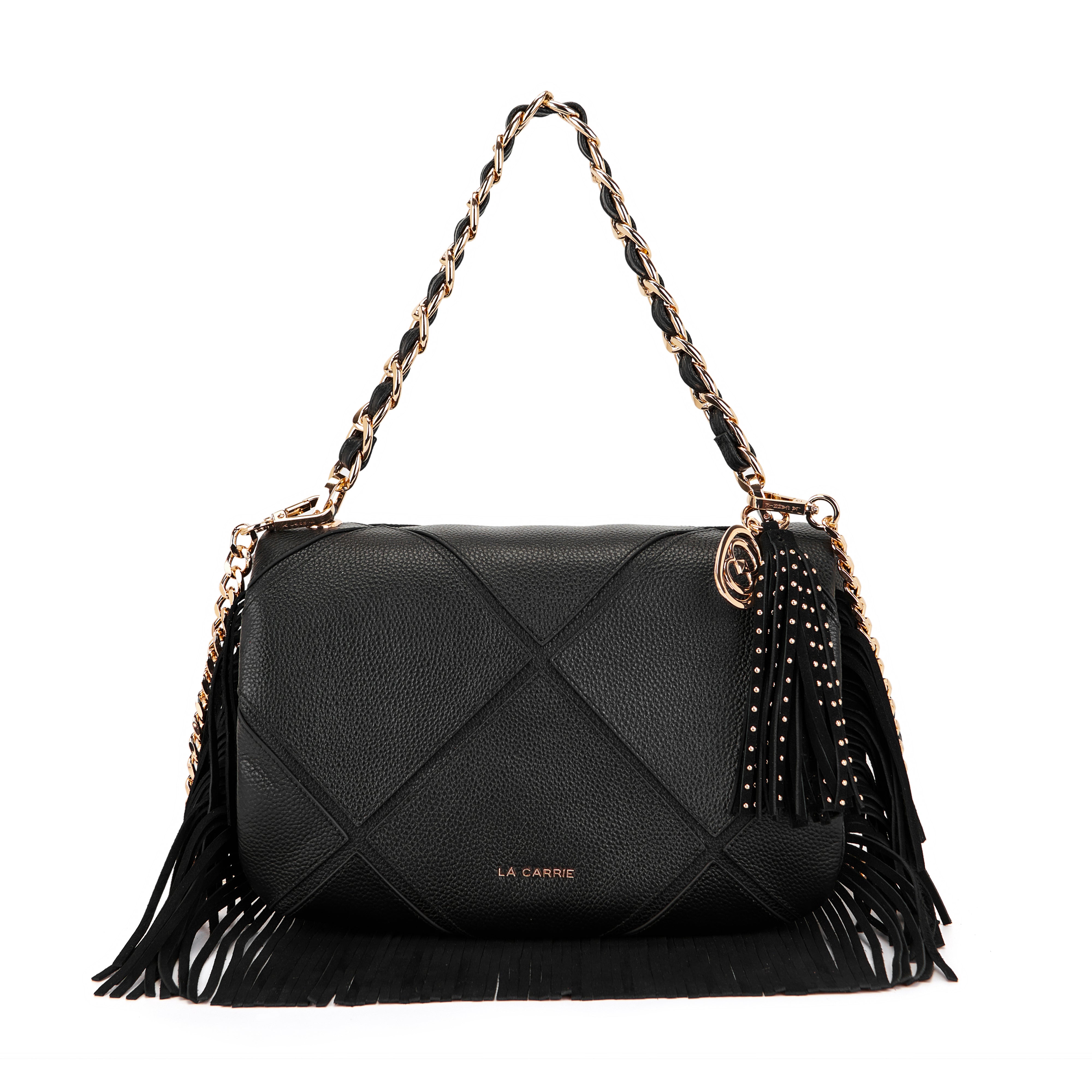 La Carrie Isabel sac à épaule noir cuir 35x29 cm