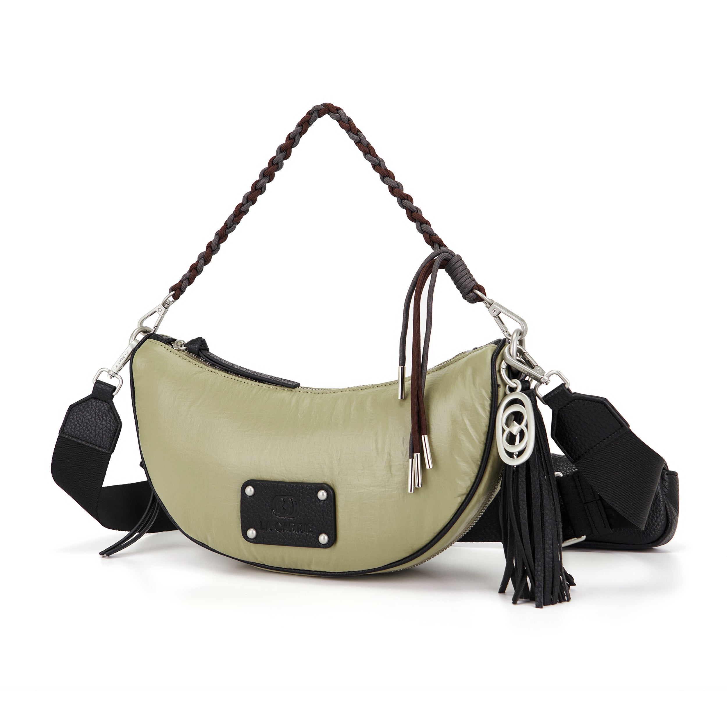 La Carrie Fiber sac bandoulière taupe nylon 33 cm