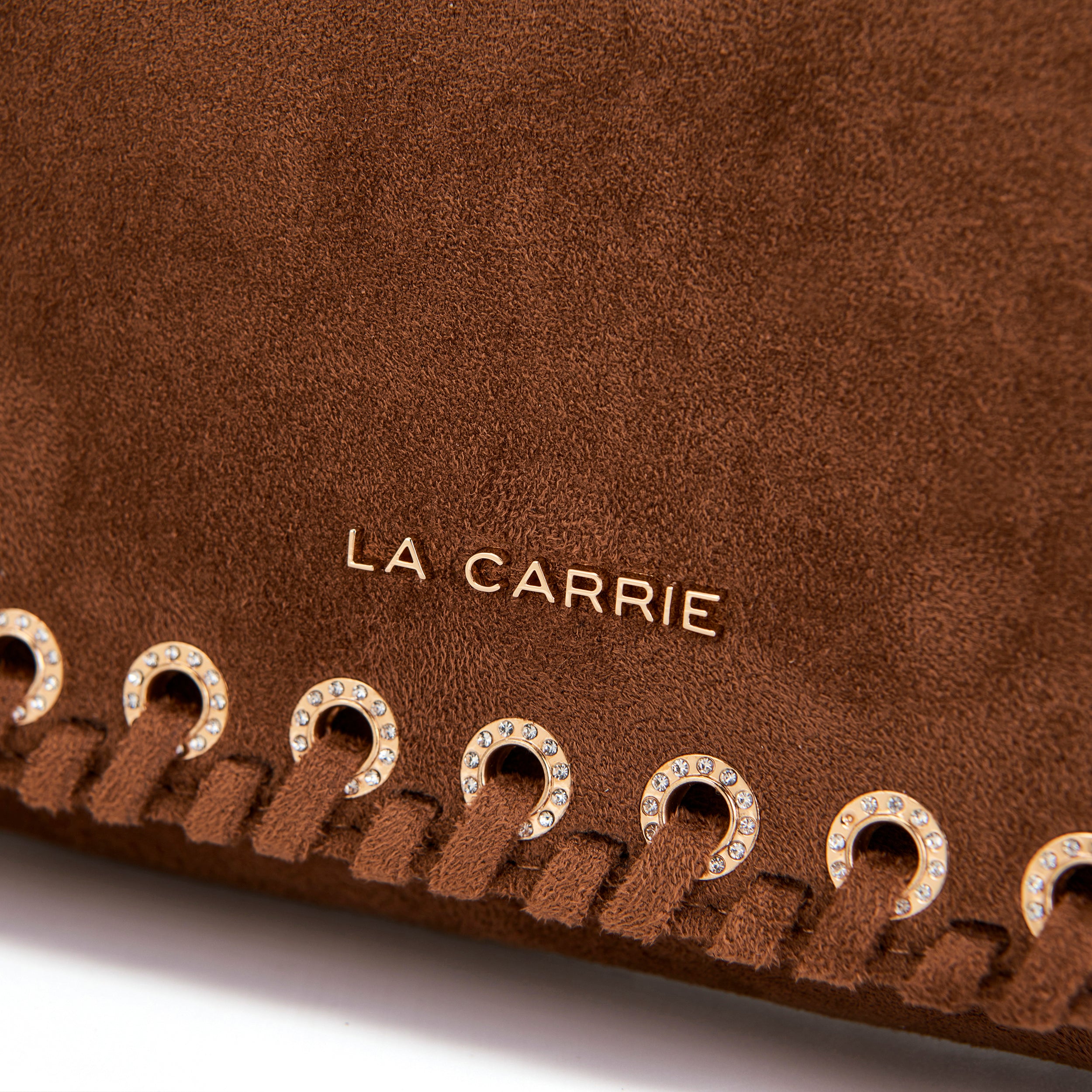 La Carrie Capsule sac bandoulière marron suède tressé
