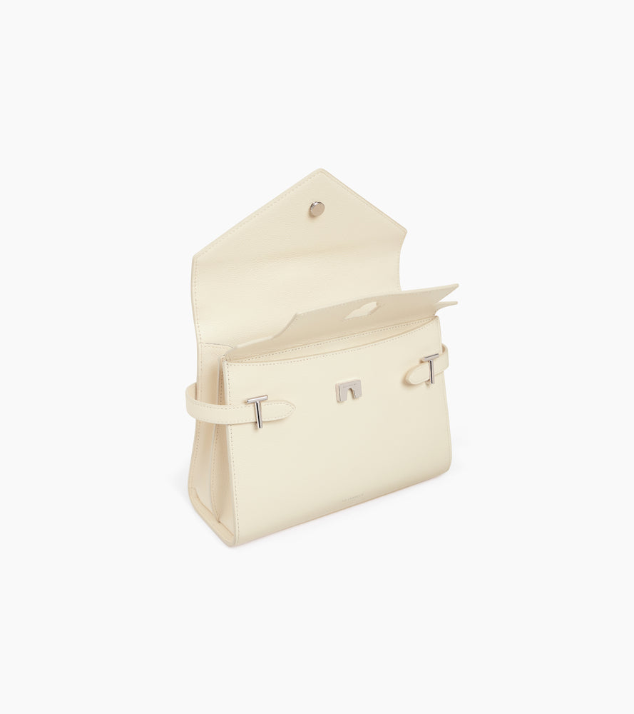 Le Tanneur Emilie sac à main cuir grainé blanc Fleur de Sel