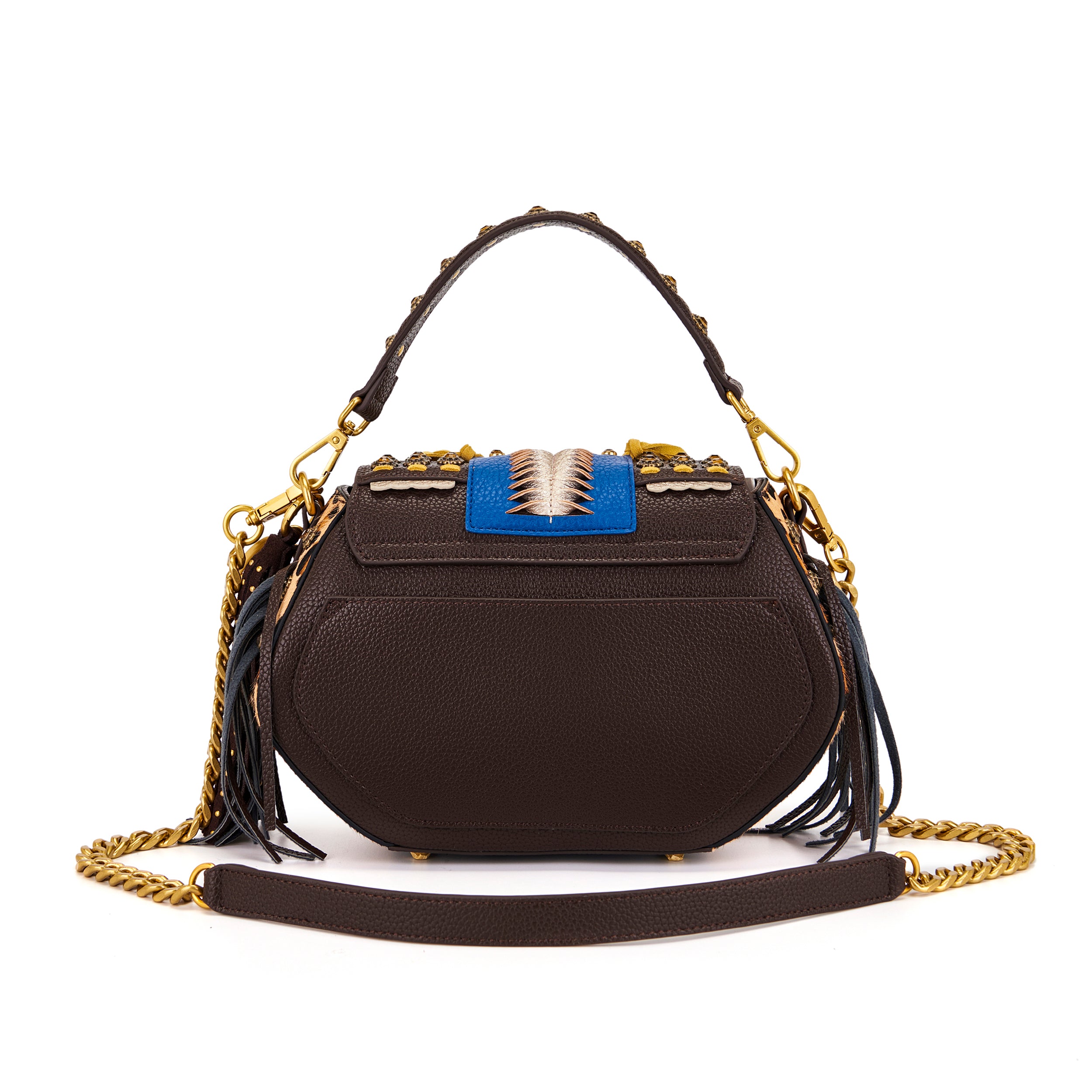 La Carrie Jungle sac à main cuir bordeaux 25 cm franges