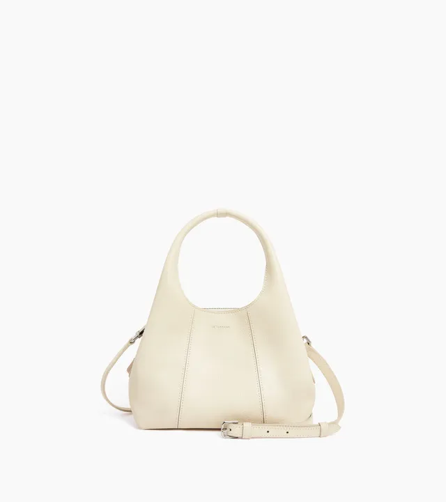 Le Tanneur Juliette petit sac main cuir grainé white flower