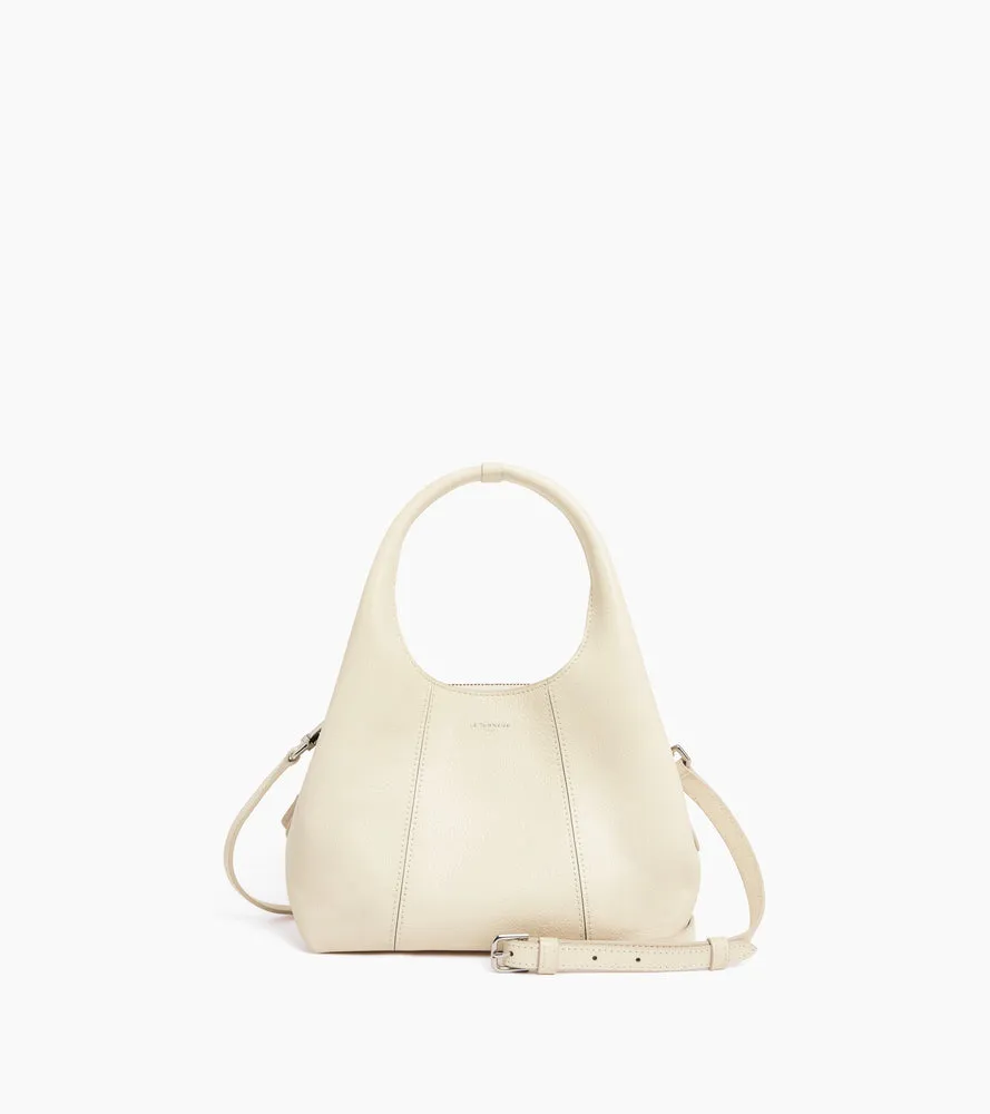 Le Tanneur Juliette petit sac main cuir grainé white flower