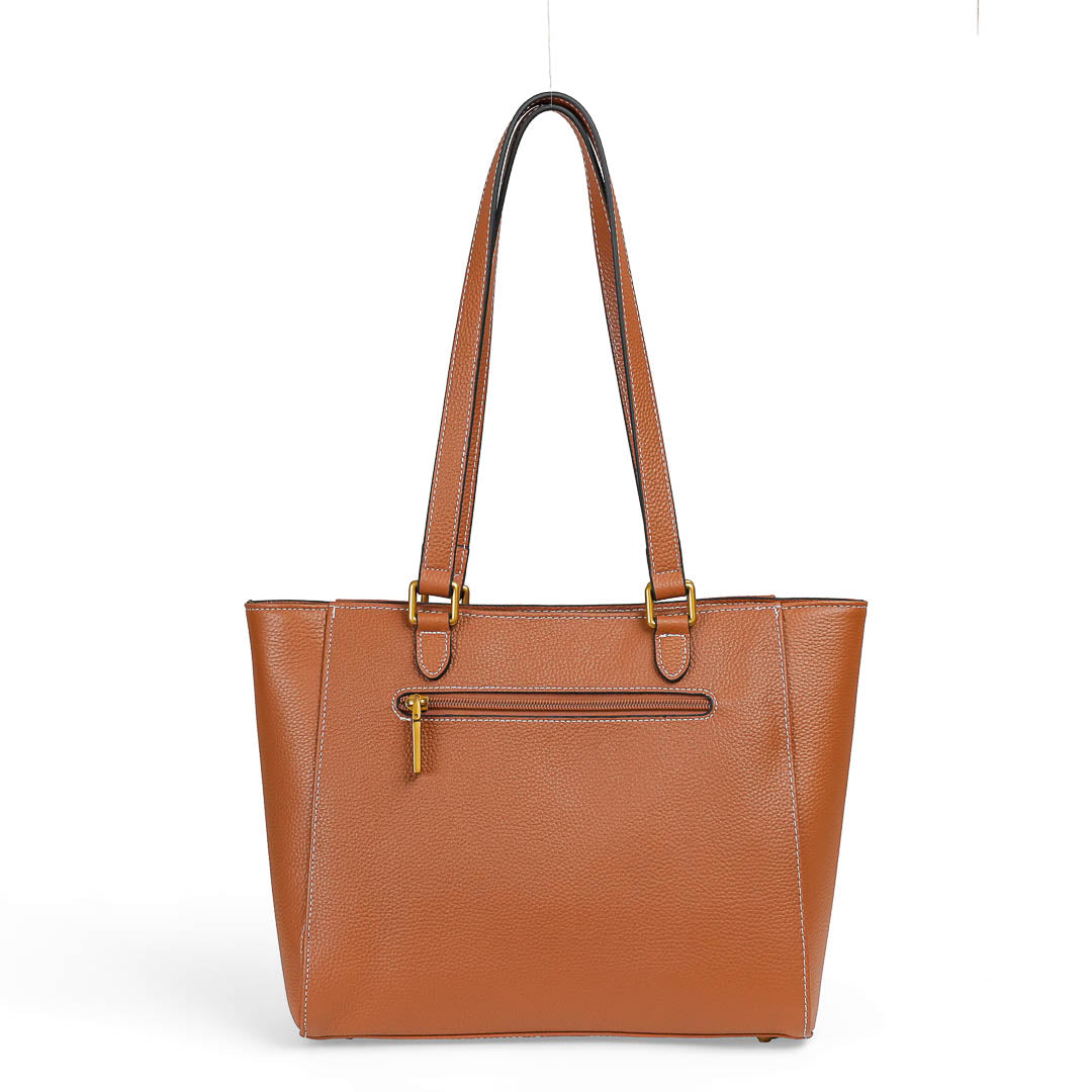 MAC ALYSTER Odalia grand sac cabas cuir marron cognac