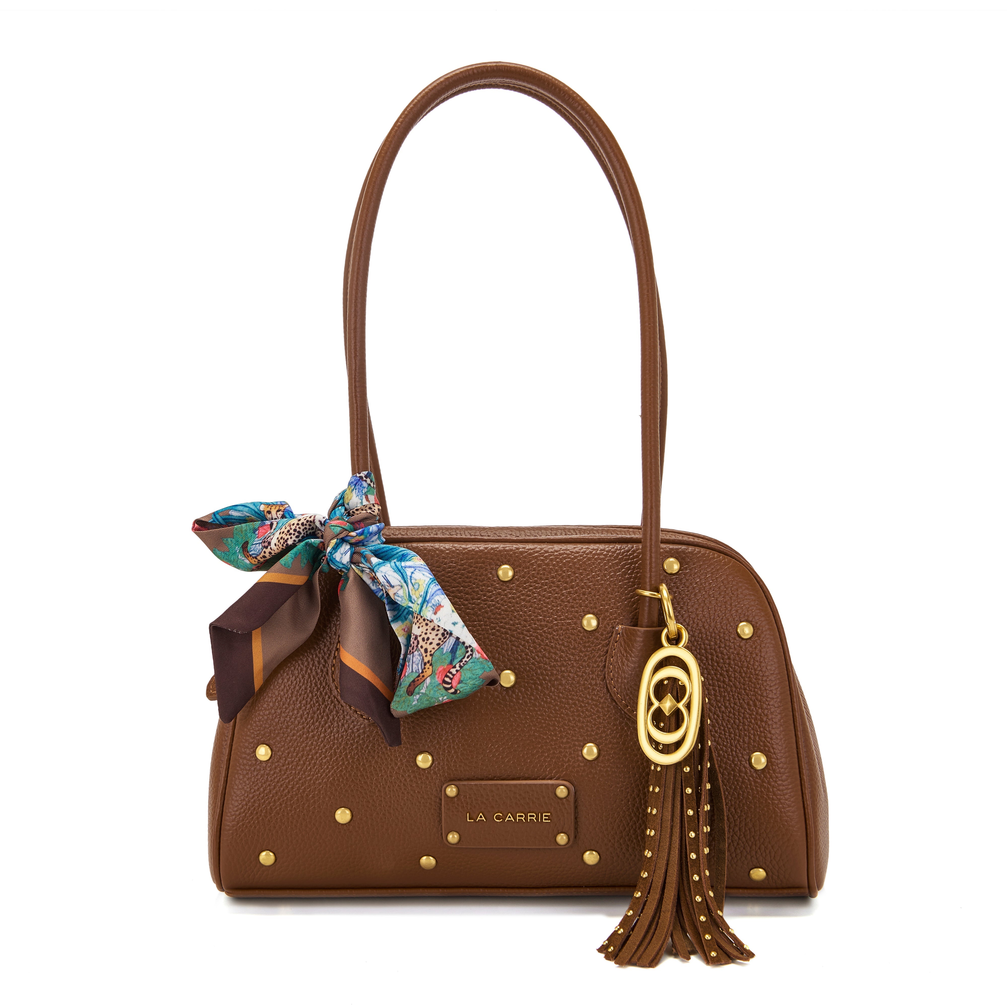 La Carrie Bag Foulard sac bandoulière cuir cuoio 28 cm