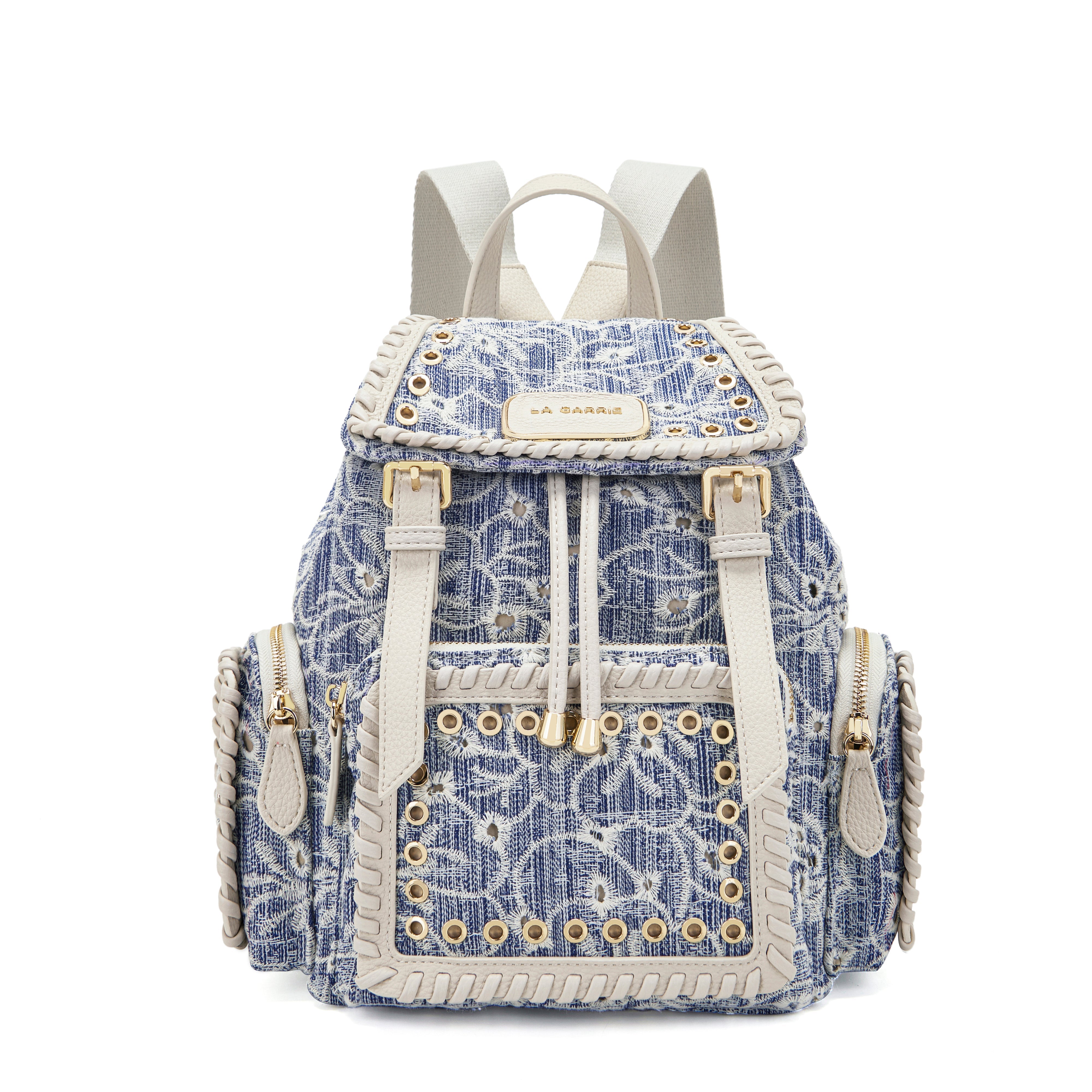 La Carrie Bag Romantic sac à dos jeans brodé 27 cm
