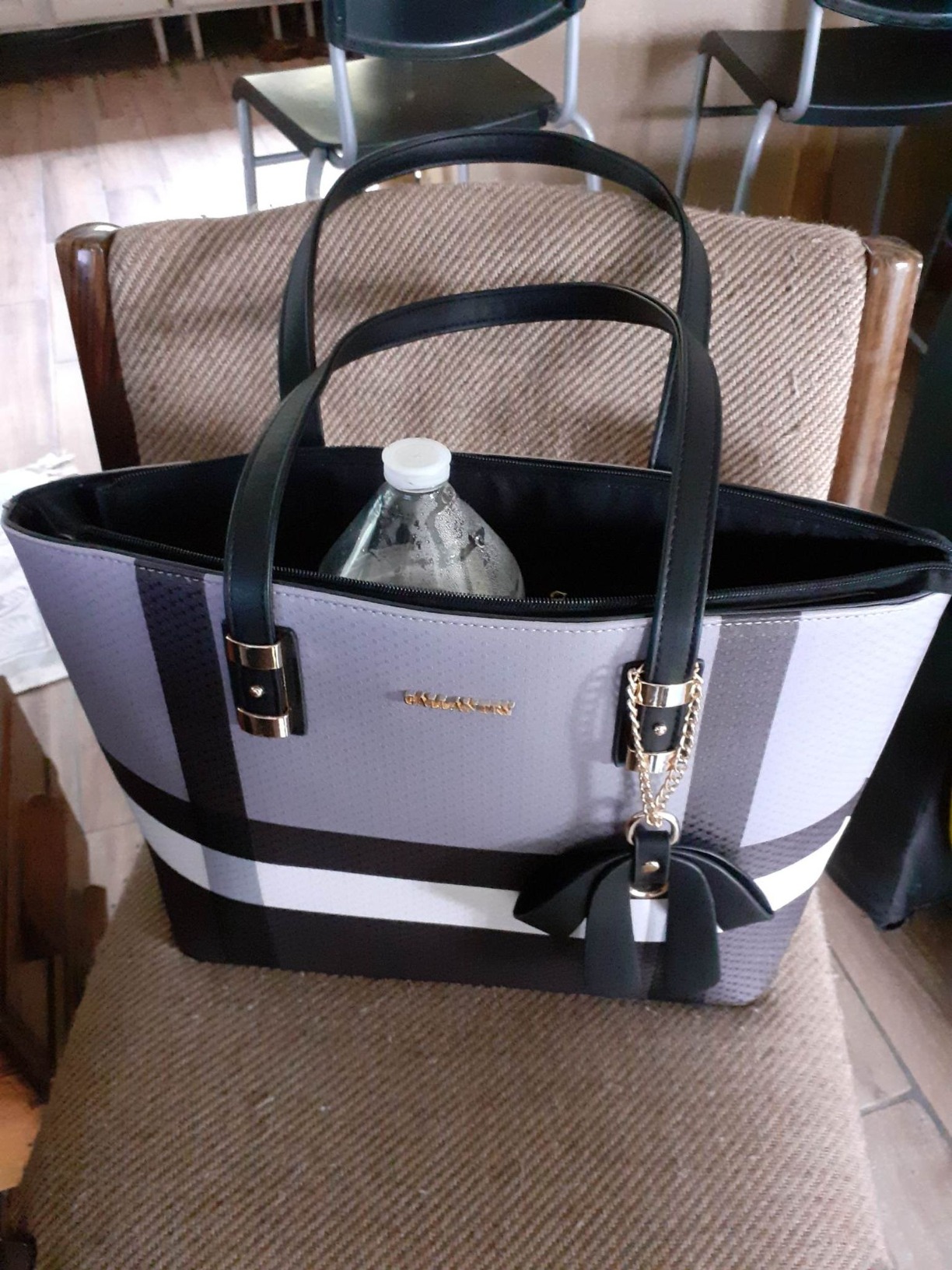Gallantry Cabas Tote Bag cabas femme XL A4 camel rayures