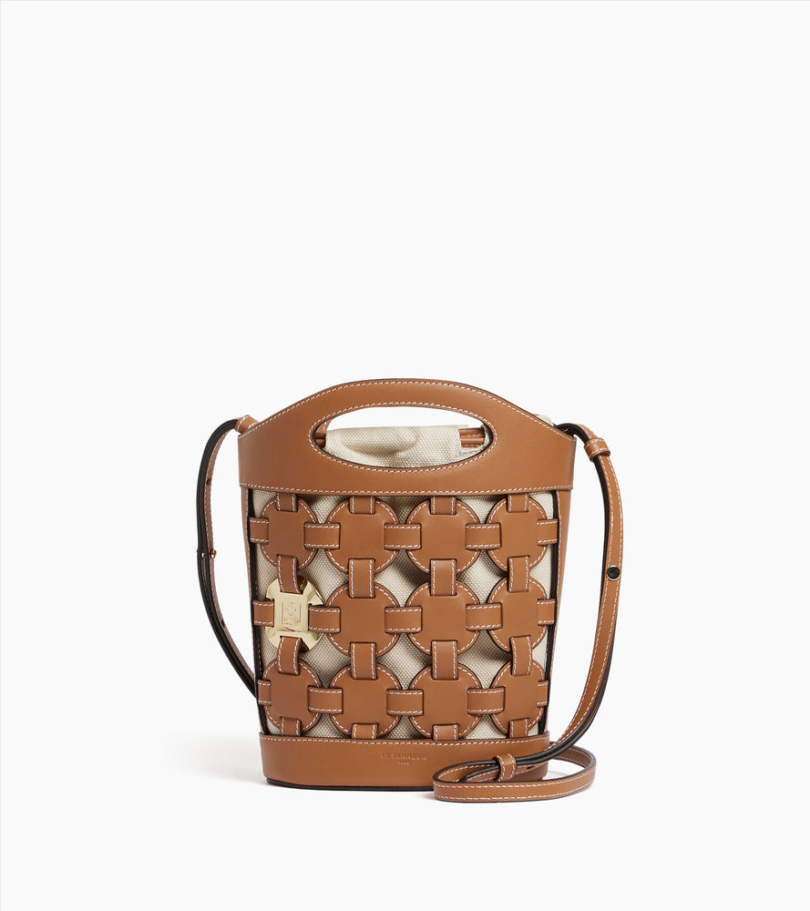 Le Tanneur Le Potier petit sac seau tan toile coton cuir