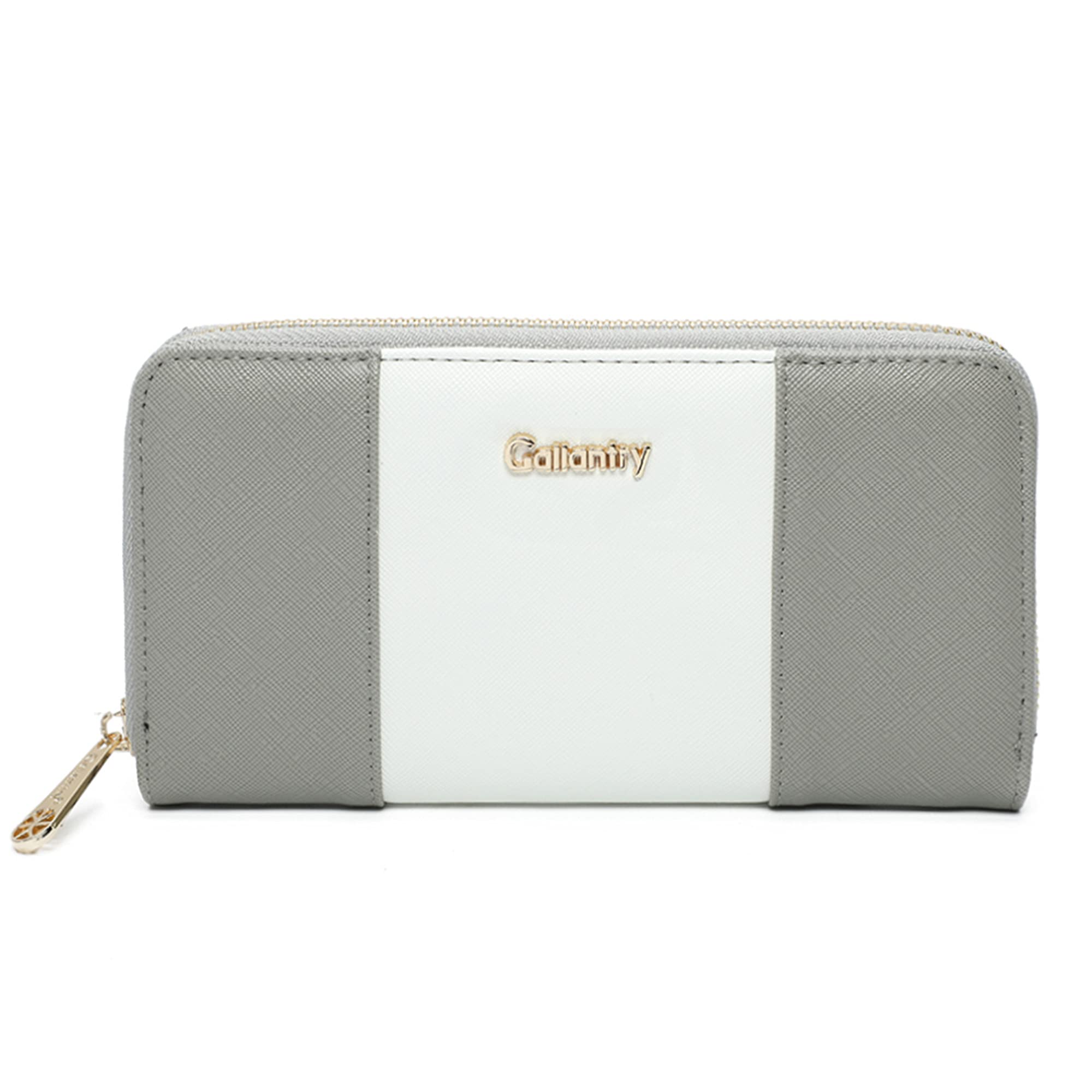 Gallantry Accessoires Portefeuille zippé bicolore Gris Blanc 20 cm