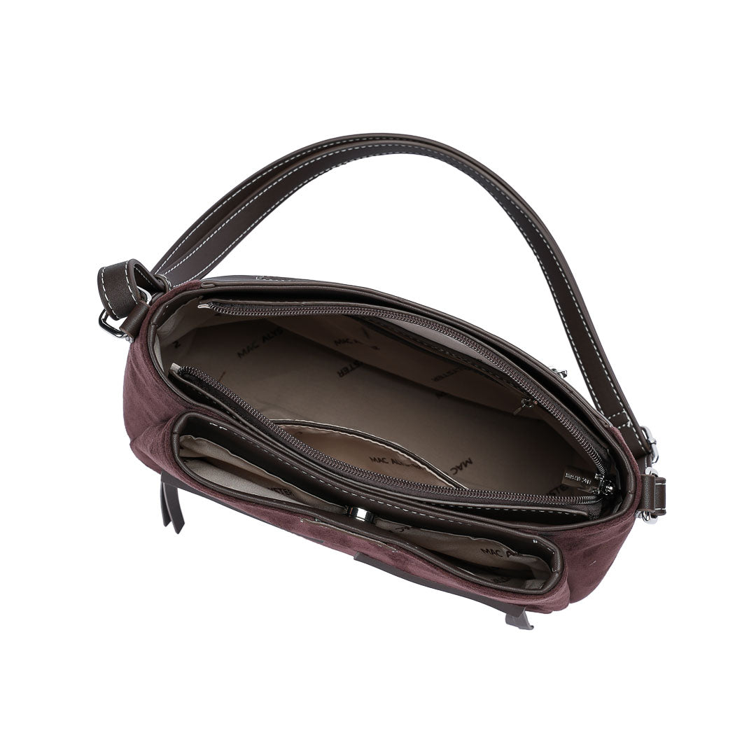 Mac Alyster Fauve sac besace daim chocolat lune