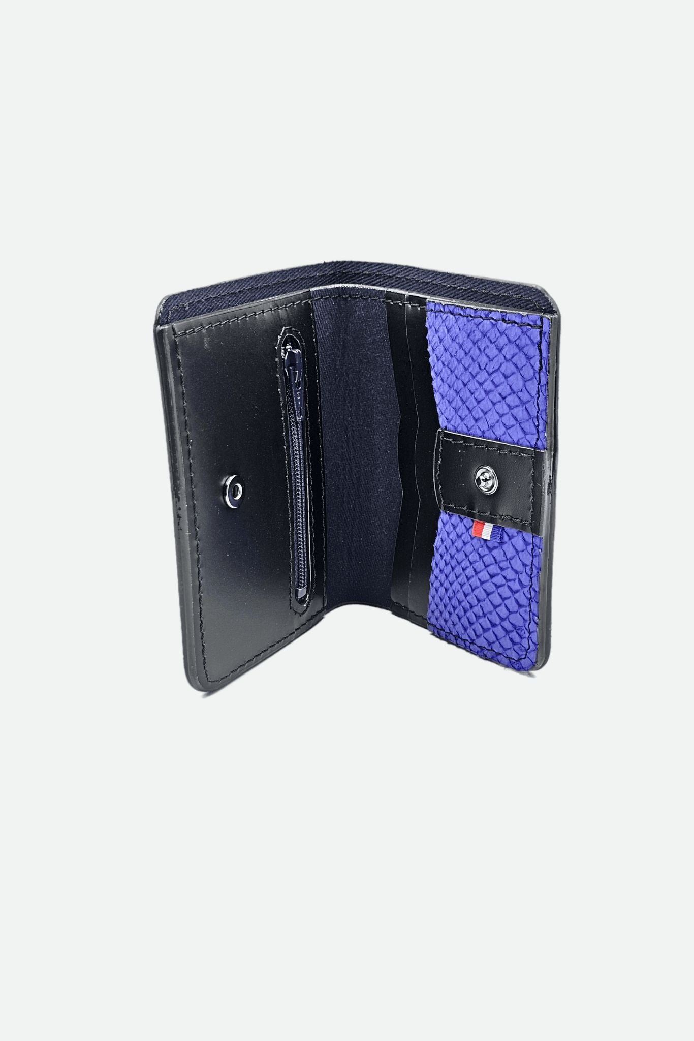 Nodie's Arsène portefeuille cuir saumon noir et bleu