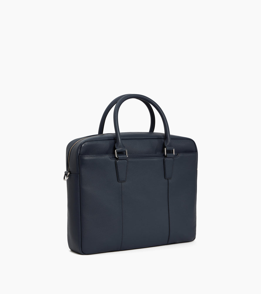 Le Tanneur Marceau porte-documents cuir grainé 15" bleu