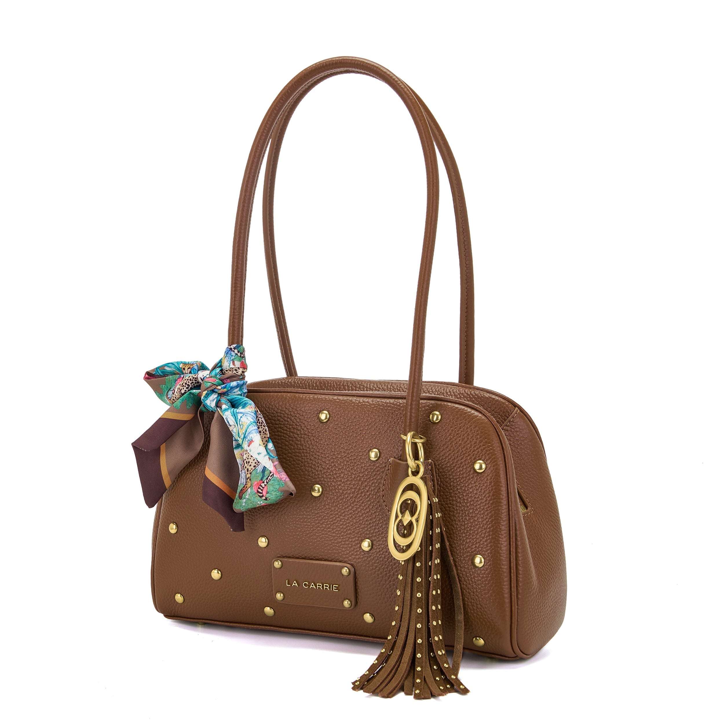 La Carrie Bag Foulard sac bandoulière cuir cuoio 28 cm