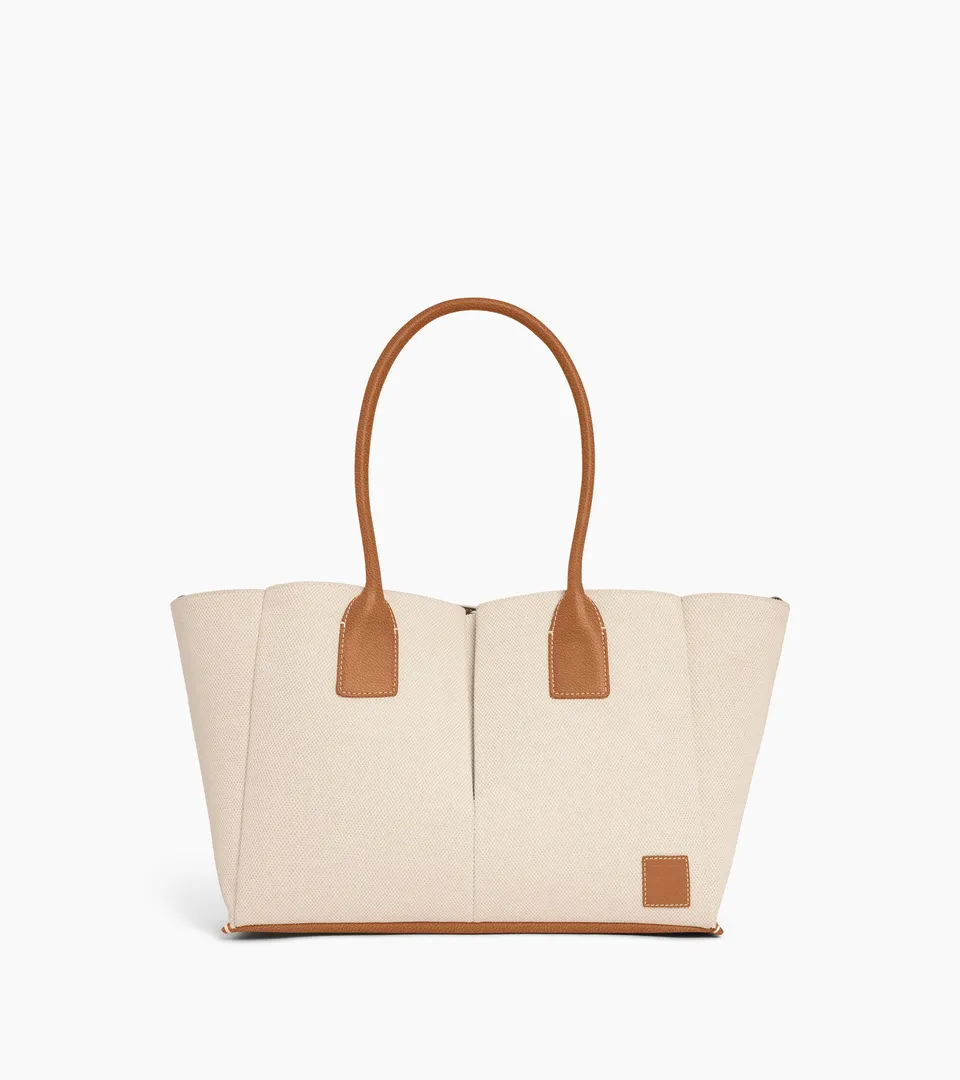 Le Tanneur Elena grand sac cabas toile cuir naturel