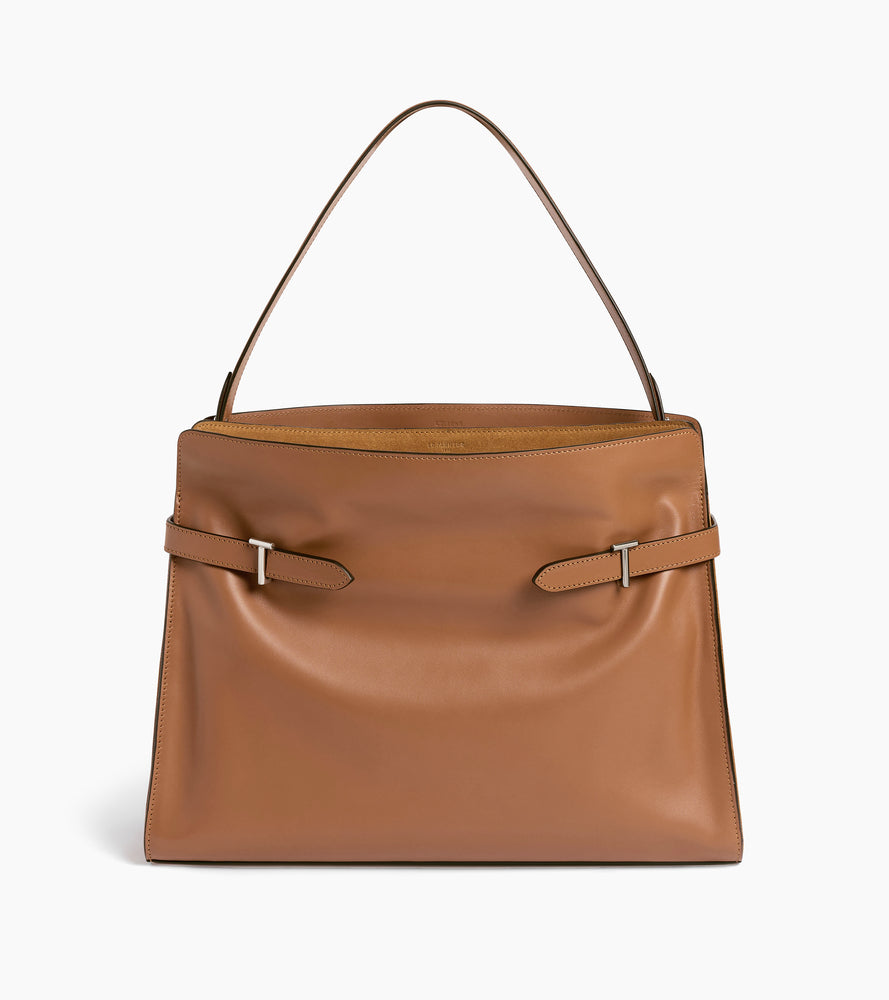 Le Tanneur Emie maxi sac épaule cuir lisse nubuck marron tan
