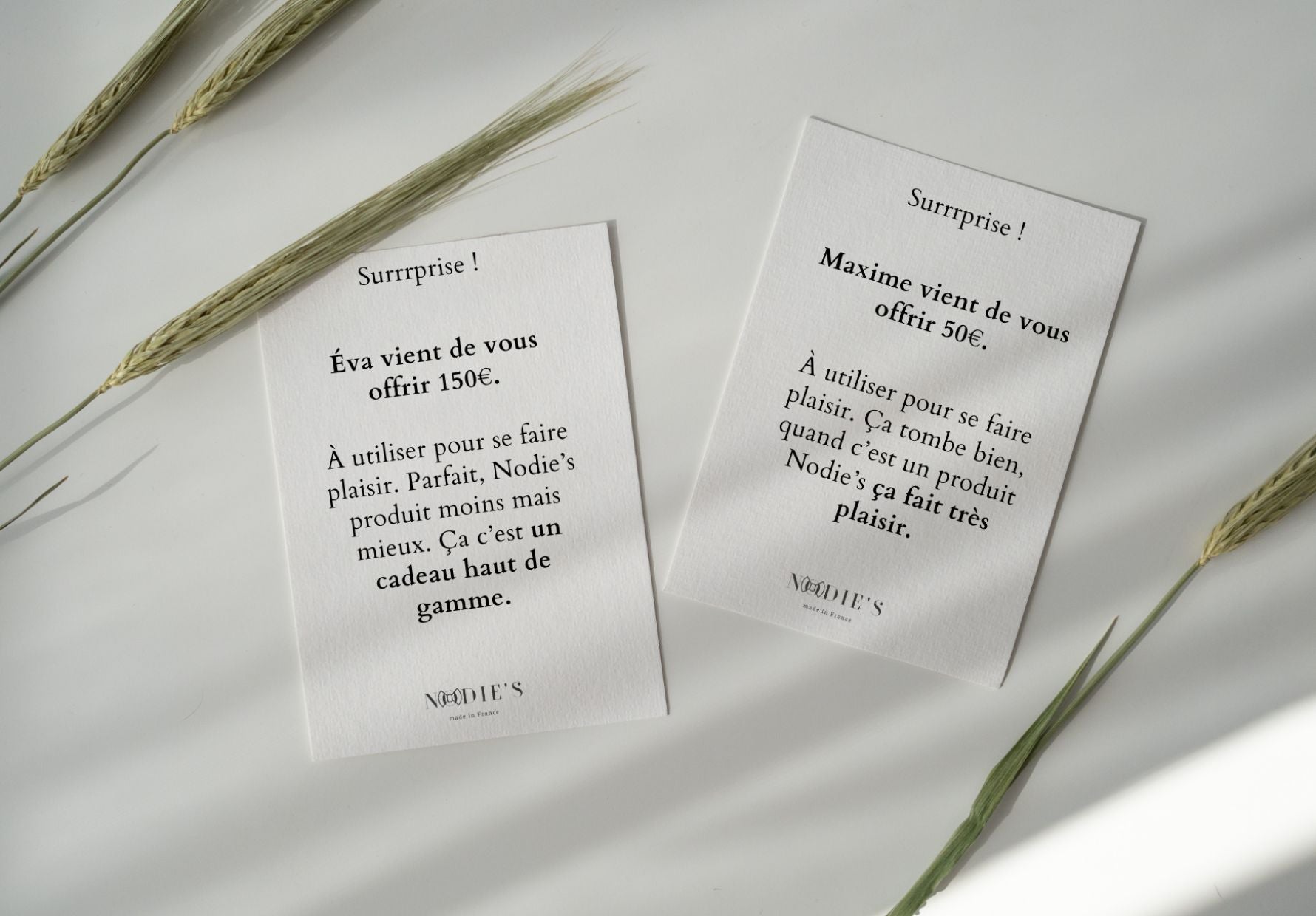 Nodie's carte cadeau e-carte maroquinerie 6 montants