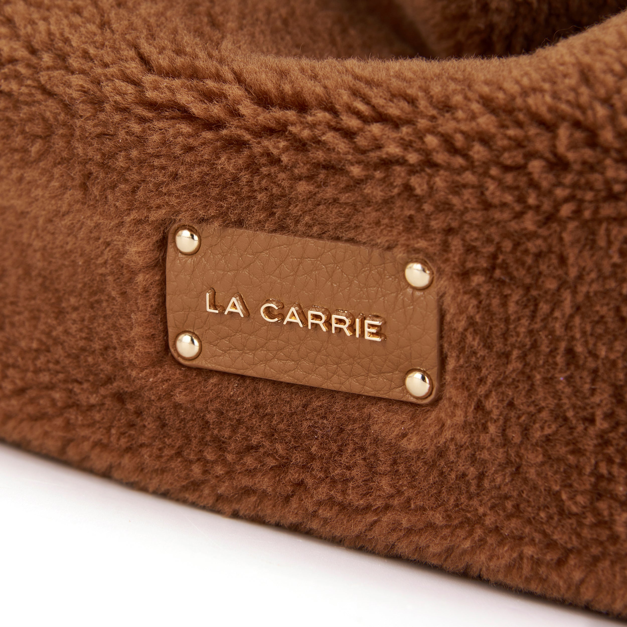 La Carrie Teddy sac shopping fourrure marron 56x02x32 cm