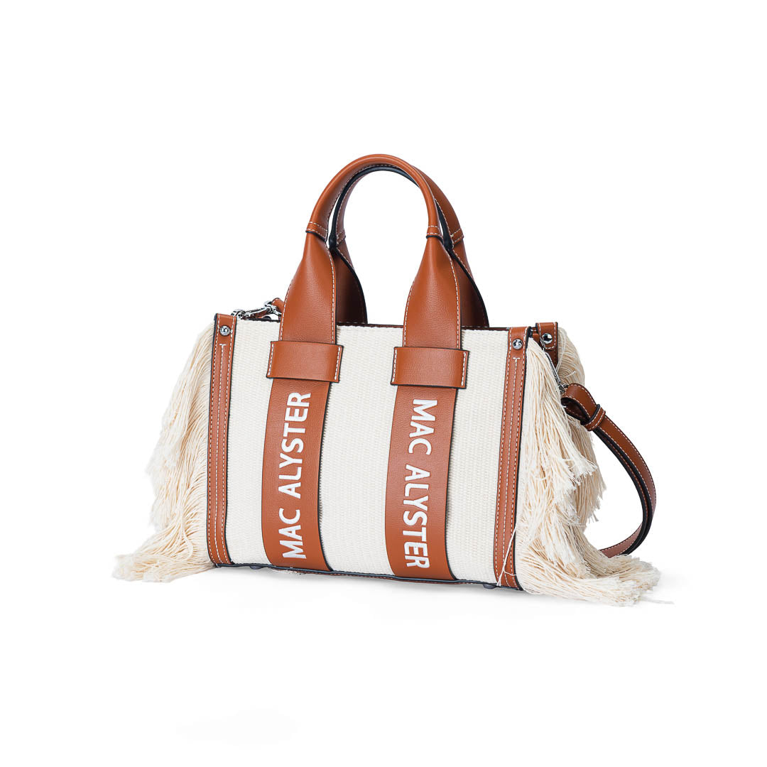 Mac Alyster Clover petit sac à main franges cognac