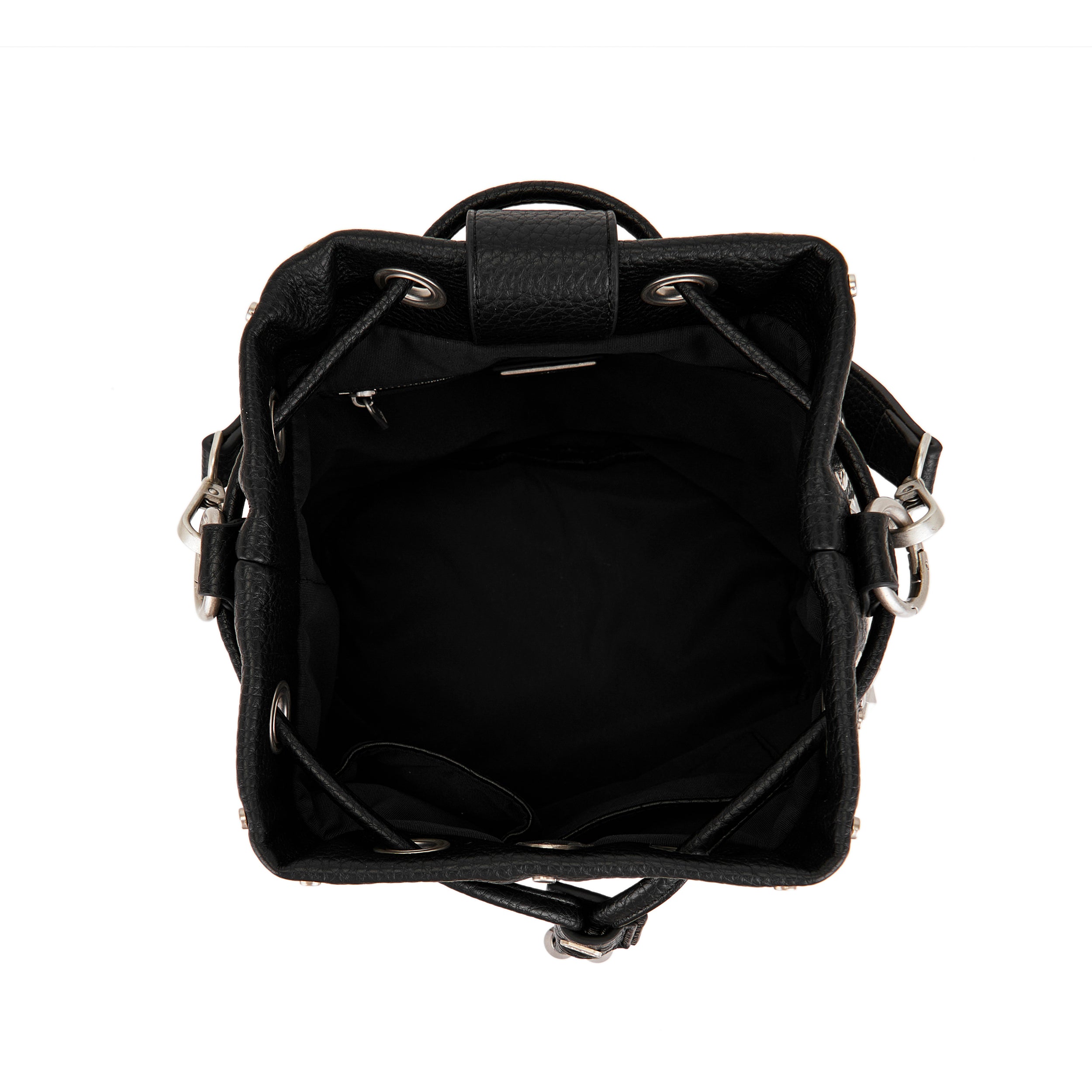 La Carrie Solid sac seau noir clouté 26x19x28cm