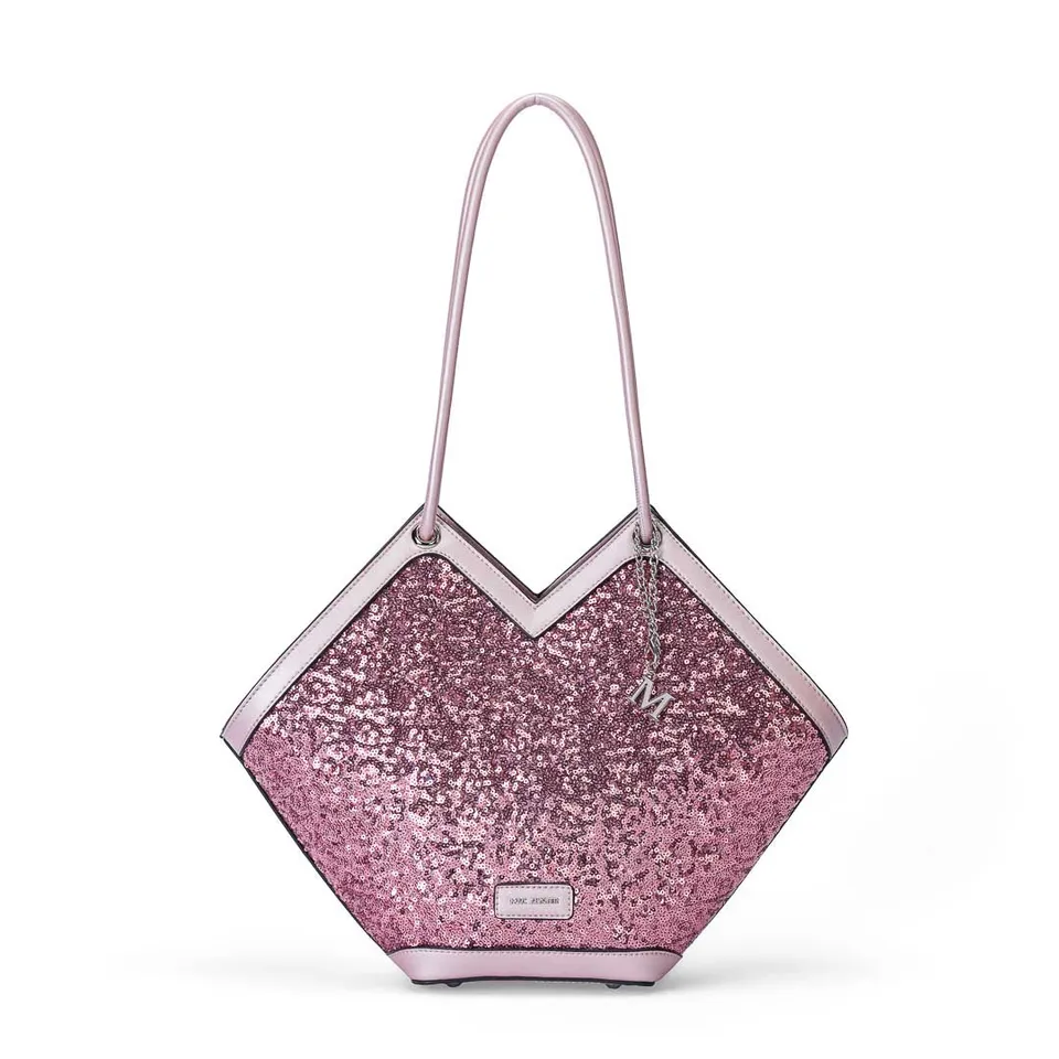 Mac Alyster Saint-Raphael Sequin petit sac cabas Rose raphia