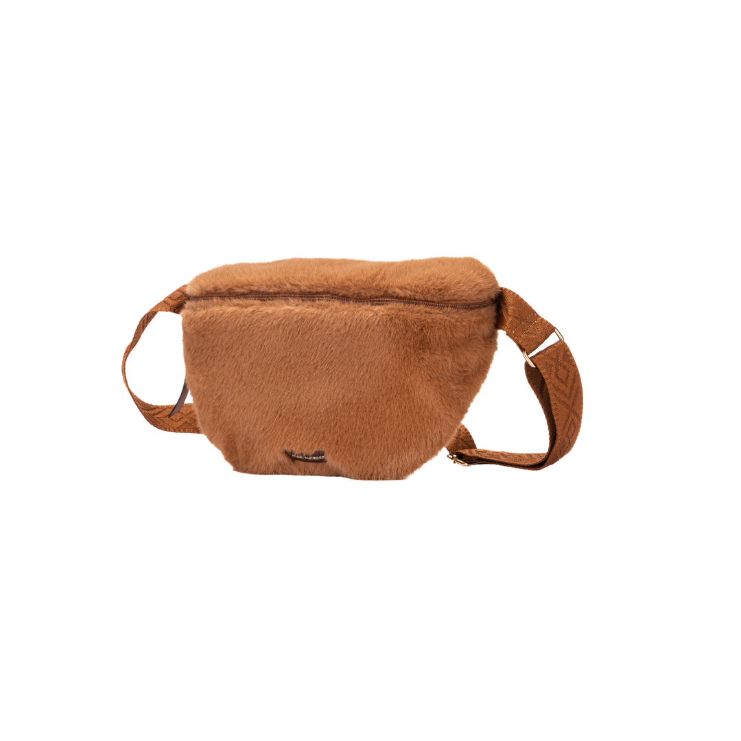 MAC ALYSTER Fourrure petit sac banane noir effet fourrure