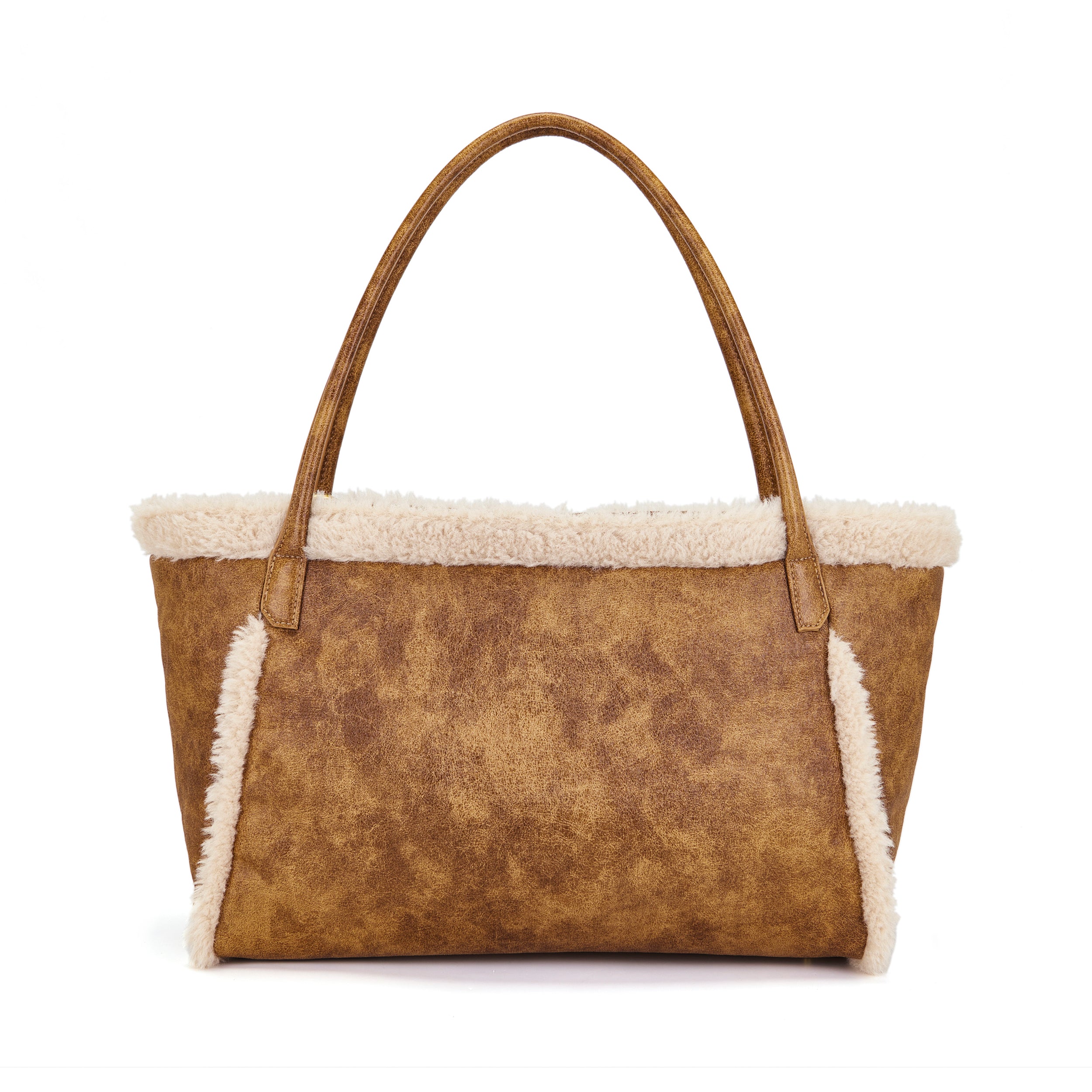 La Carrie Warmtouch sac shopping cuoio eco-mouton 46x14x25cm