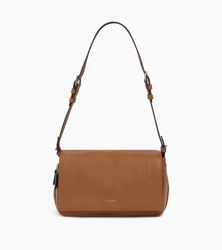 Le Tanneur Aurore petit sac rabat cuir grainé camel