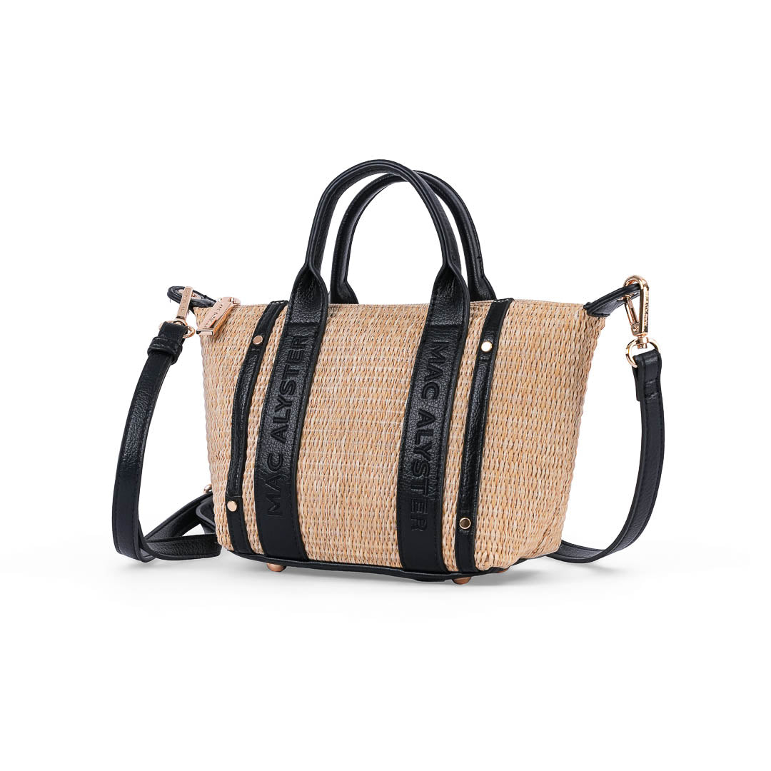 MAC ALYSTER Abrielle sac à main raphia marron cognac