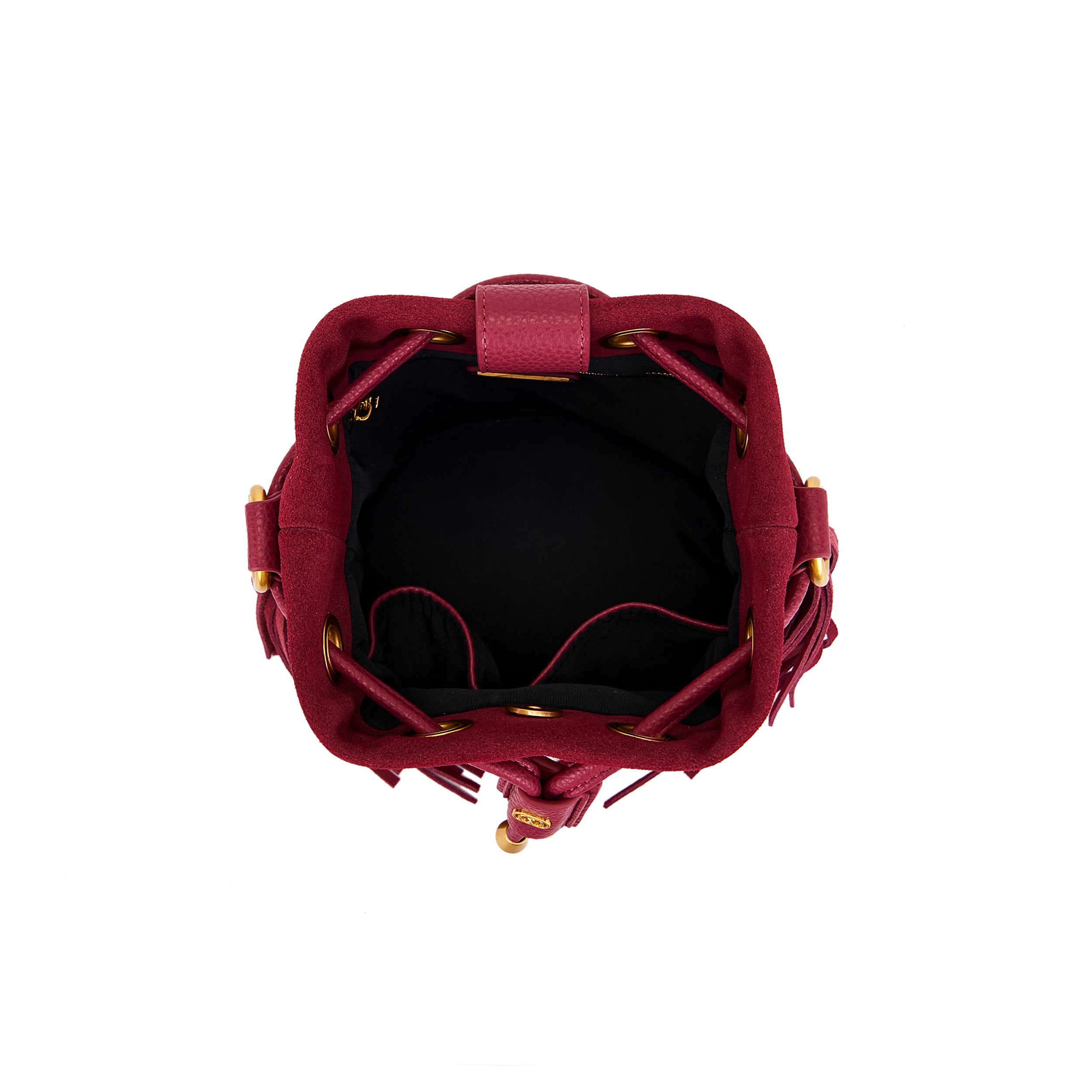 La Carrie Andromeda sac seau bordeaux cuir strass