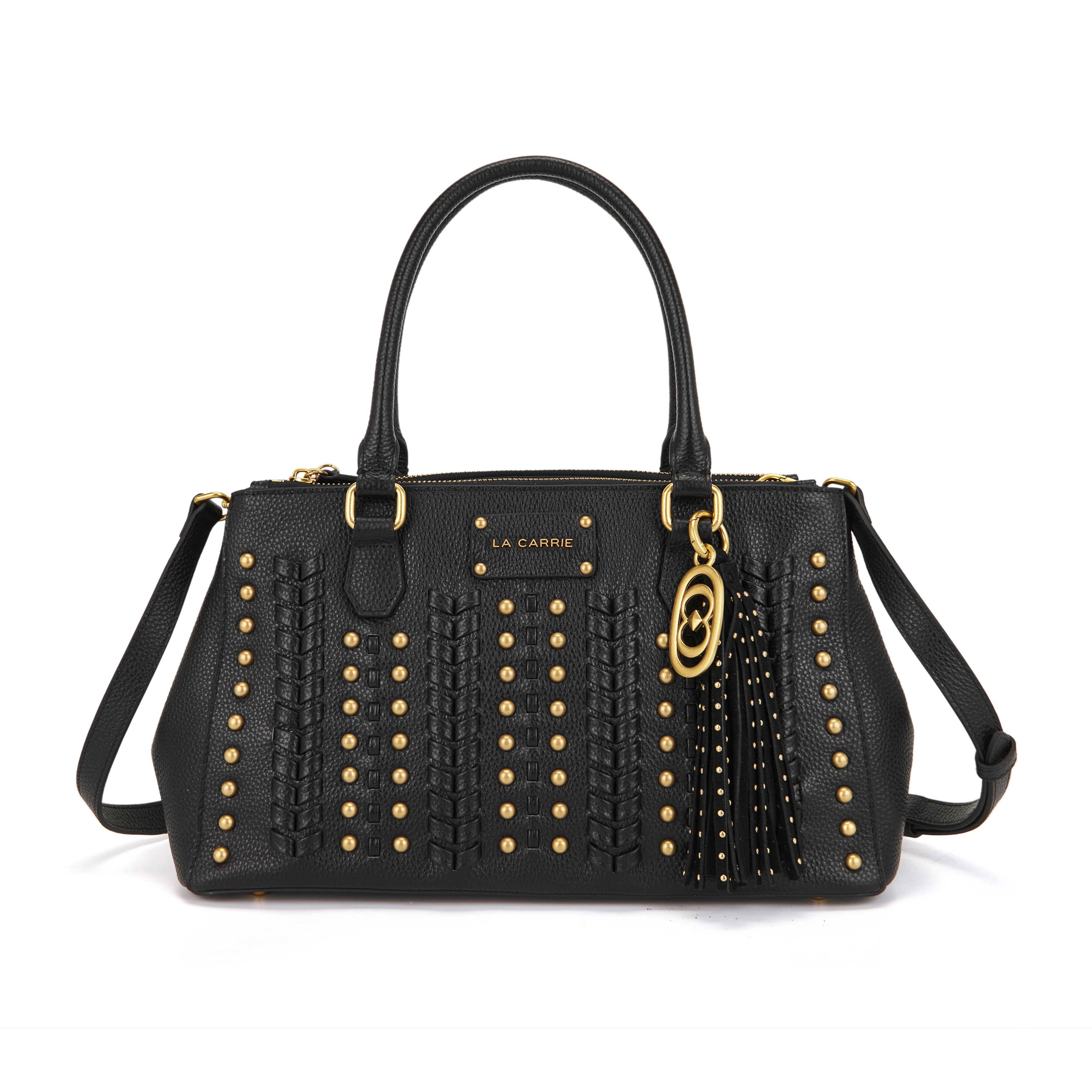 La Carrie Eclipse sac à main cuir noir 34x11x20 cm clous
