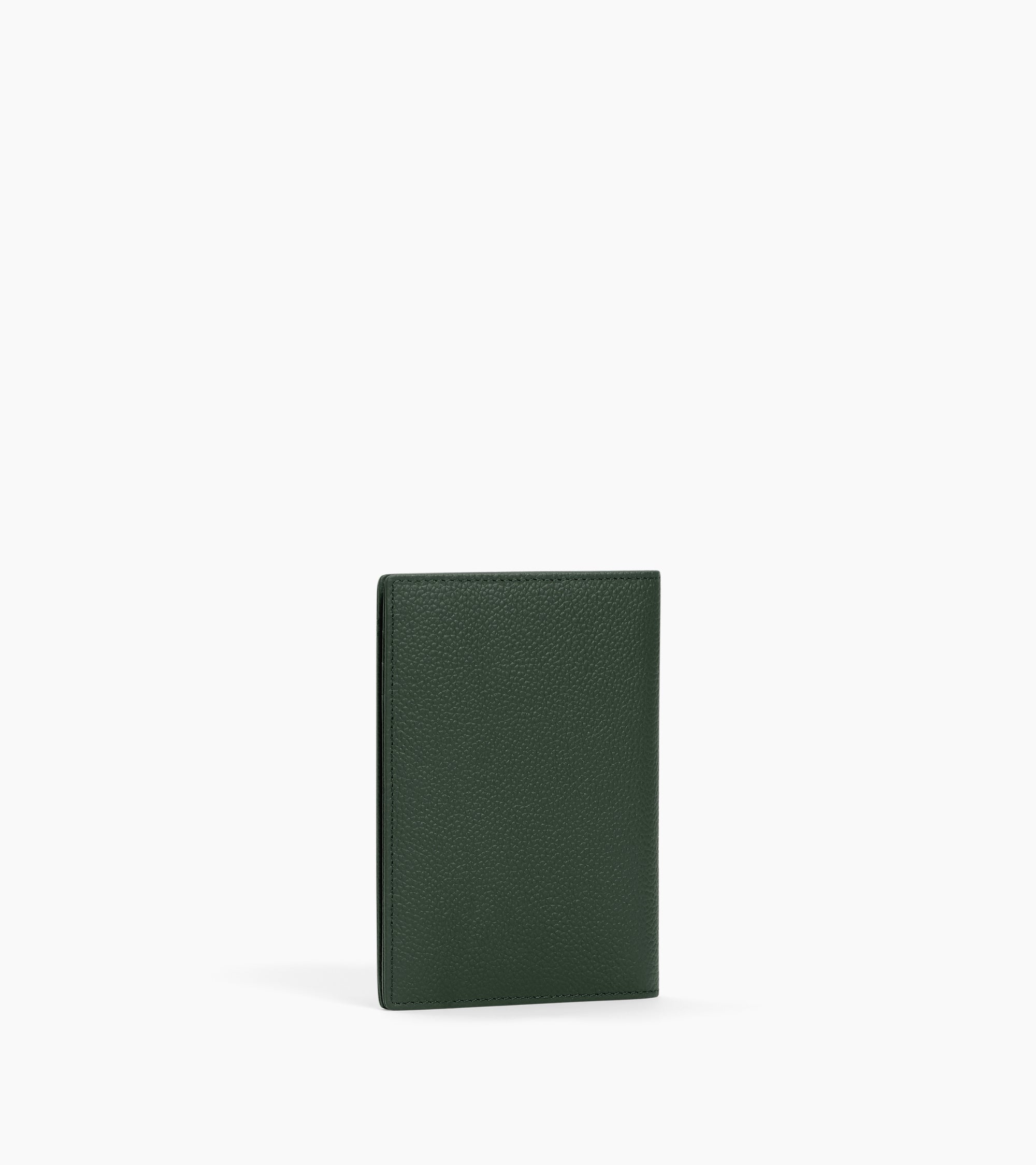 Le Tanneur porte-passeport cuir grainé vert Green Malachite