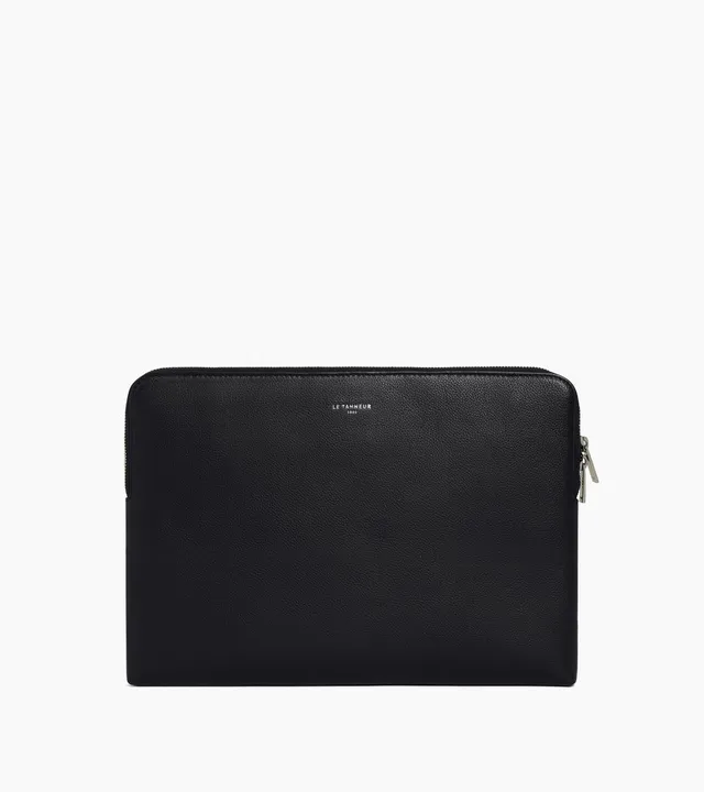 Le Tanneur pochette ordinateur 14" cuir grainé Black