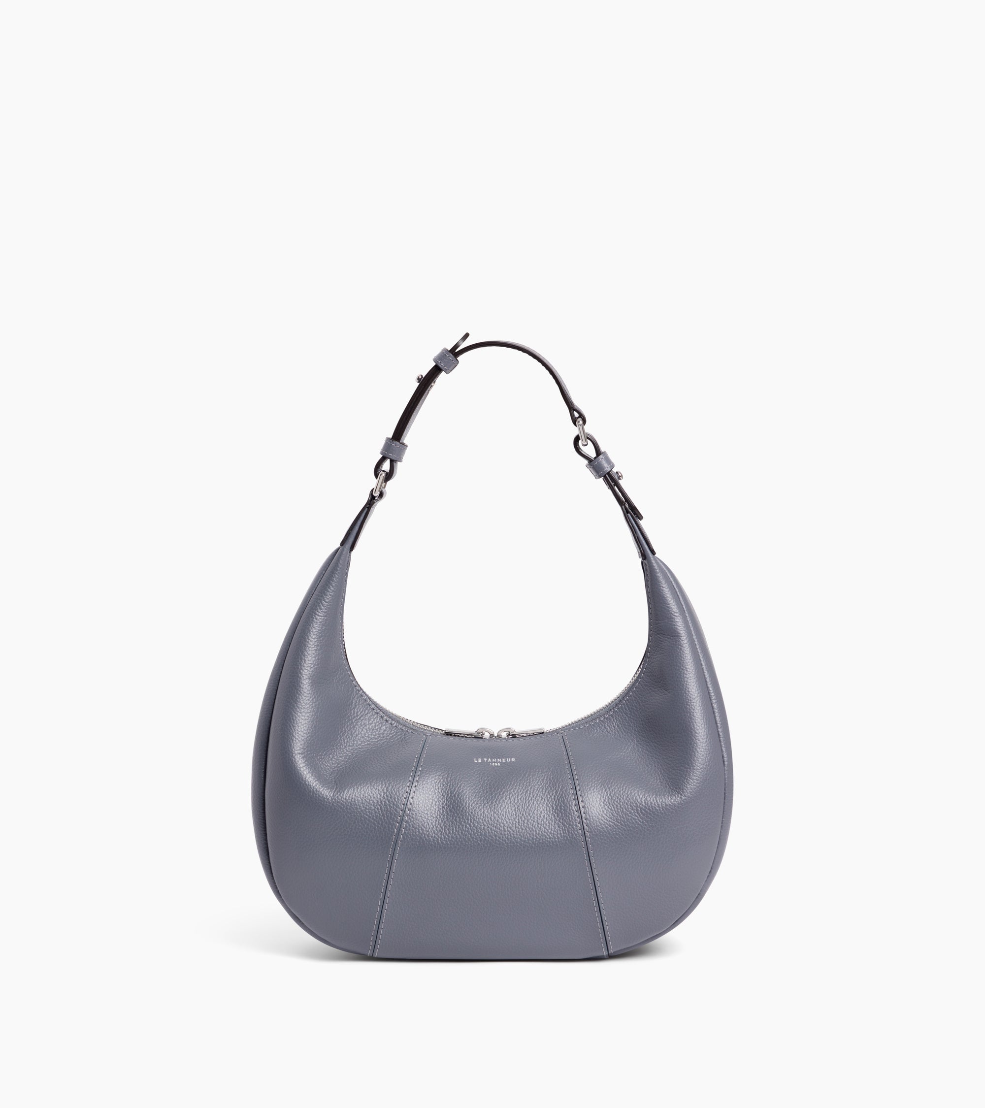 Le Tanneur Juliette sac hobo cuir grainé Steel Blue