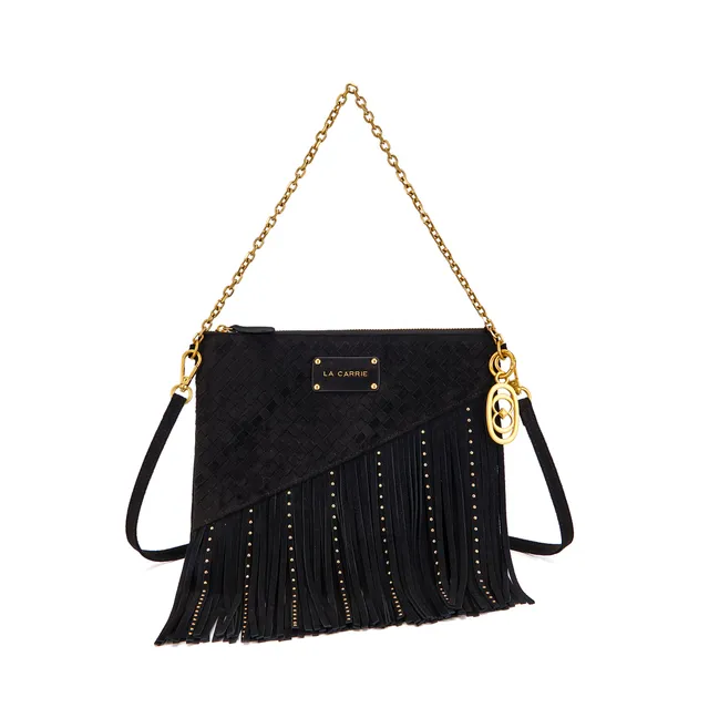 La Carrie Capsule sac bandoulière noir éco-suède 25x22 cm