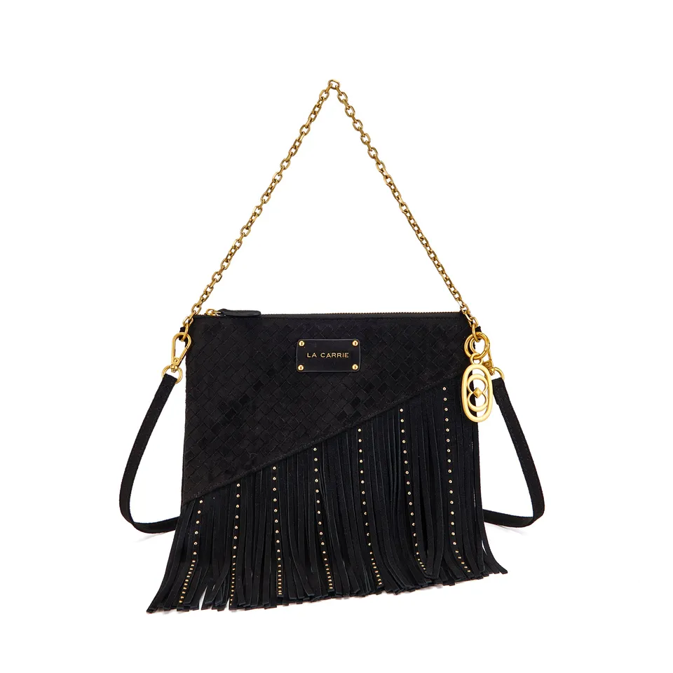 La Carrie Capsule sac bandoulière noir éco-suède 25x22 cm