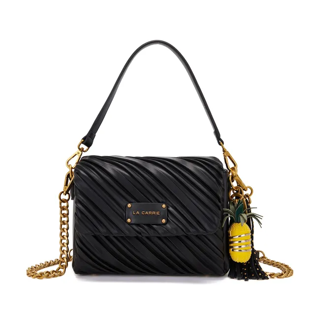 La Carrie Plissè sac bandoulière noir synthétique