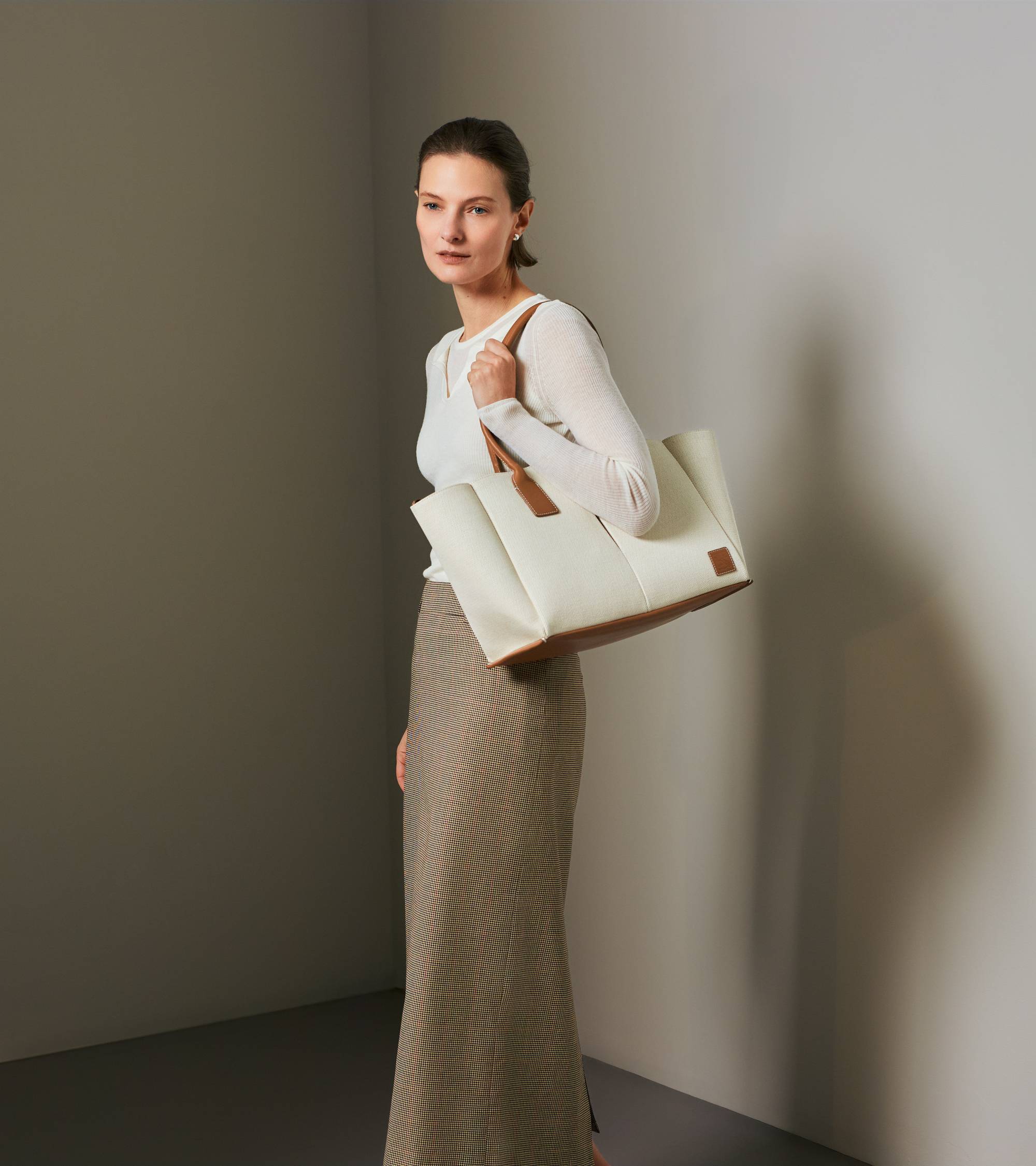 Le Tanneur Elena grand sac cabas toile cuir naturel