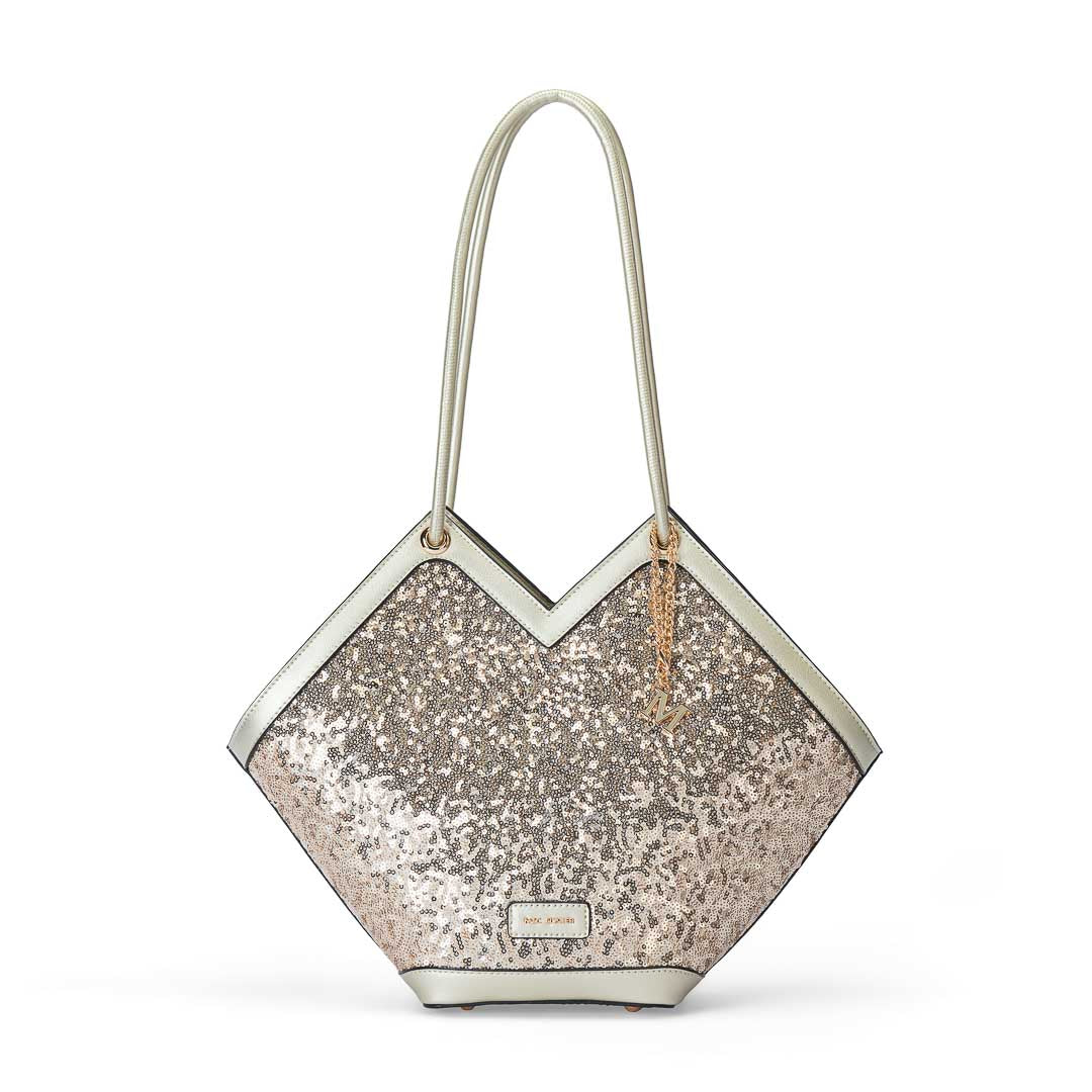 Mac Alyster Saint-Raphael Sequin petit sac cabas Rose raphia