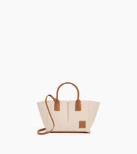 Le Tanneur Elena sac toile coton cuir grainé clutch