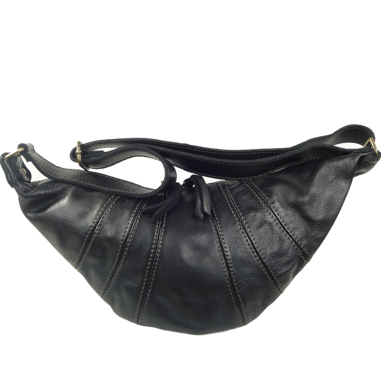Collection Esprit Cuir ALMA sac banane noir cuir vintage