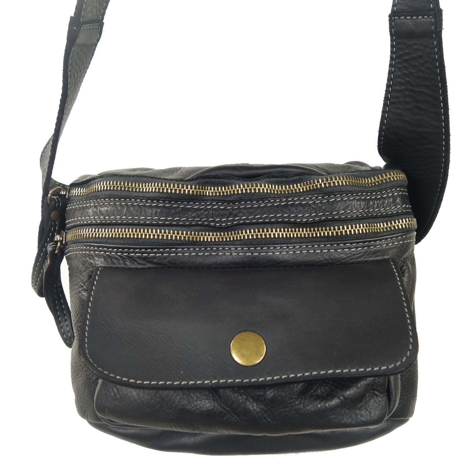 Collection Esprit Cuir Sac bandoulière & sacoche JIMY petite sacoche noir